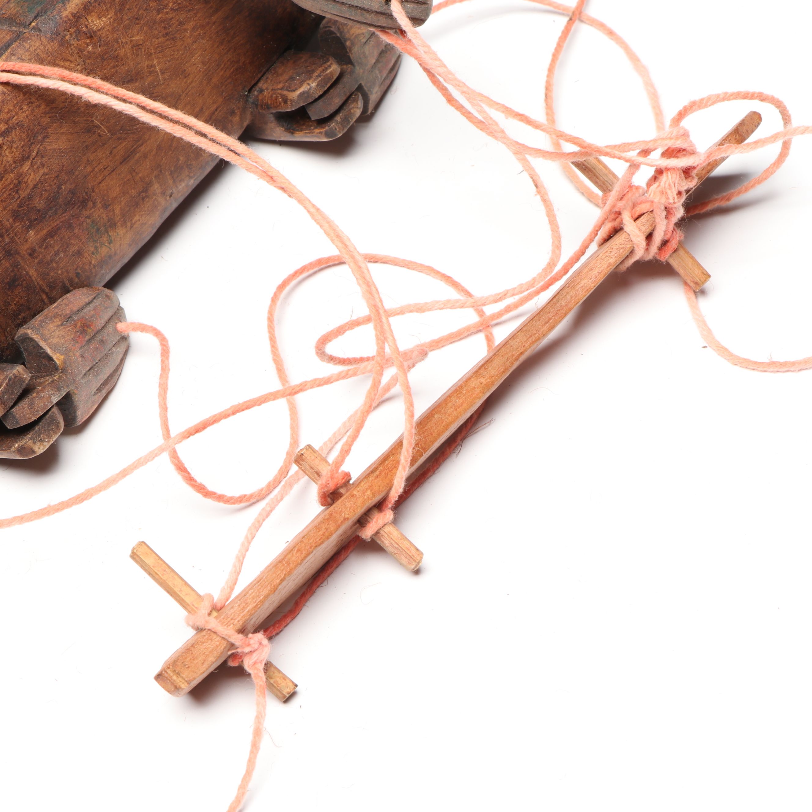 Hand-Carved Polychrome Wooden Alligator with Other Figural Marionette