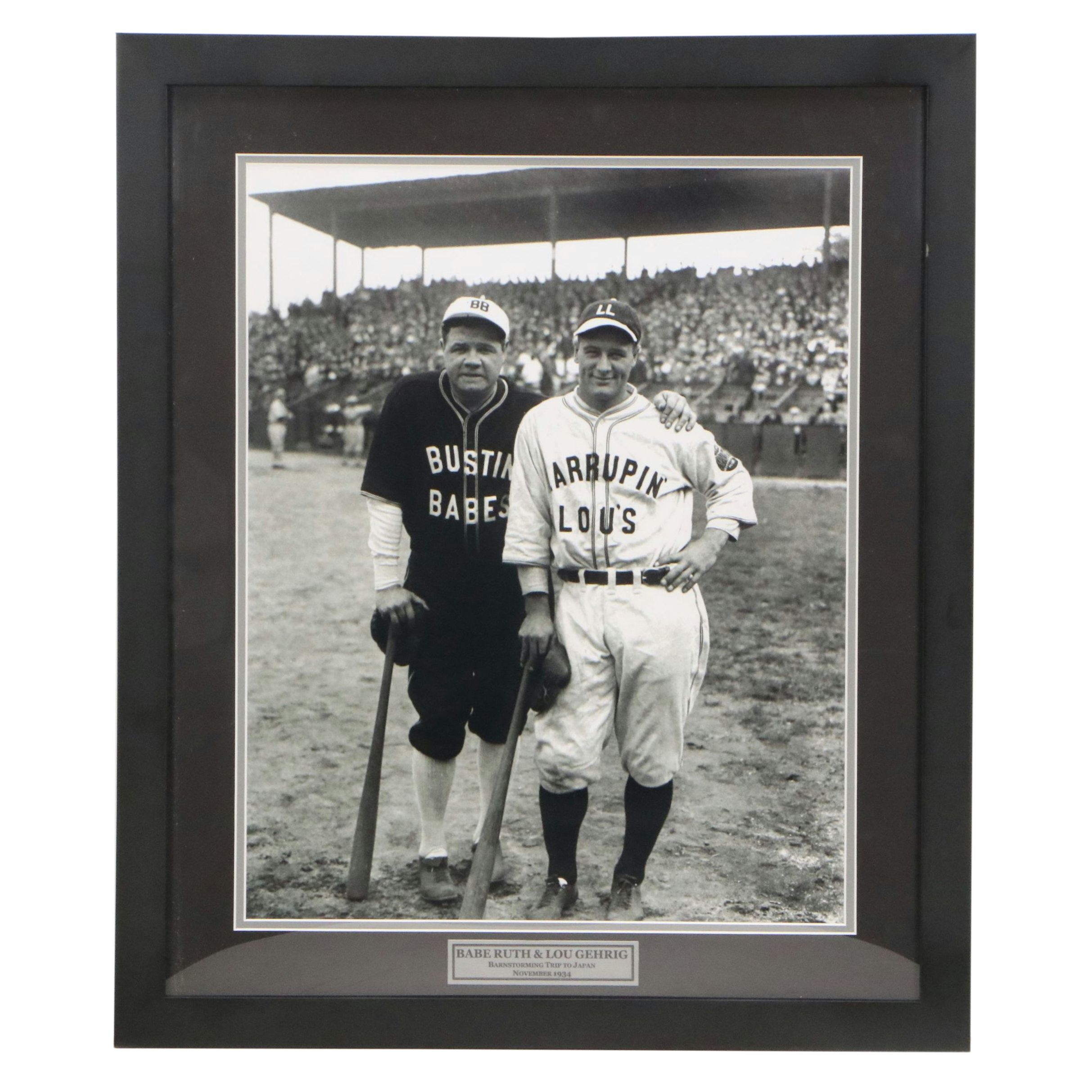 Reproduction Photograph of Babe Ruth and Lou Gehrig From Barnstorming Tour