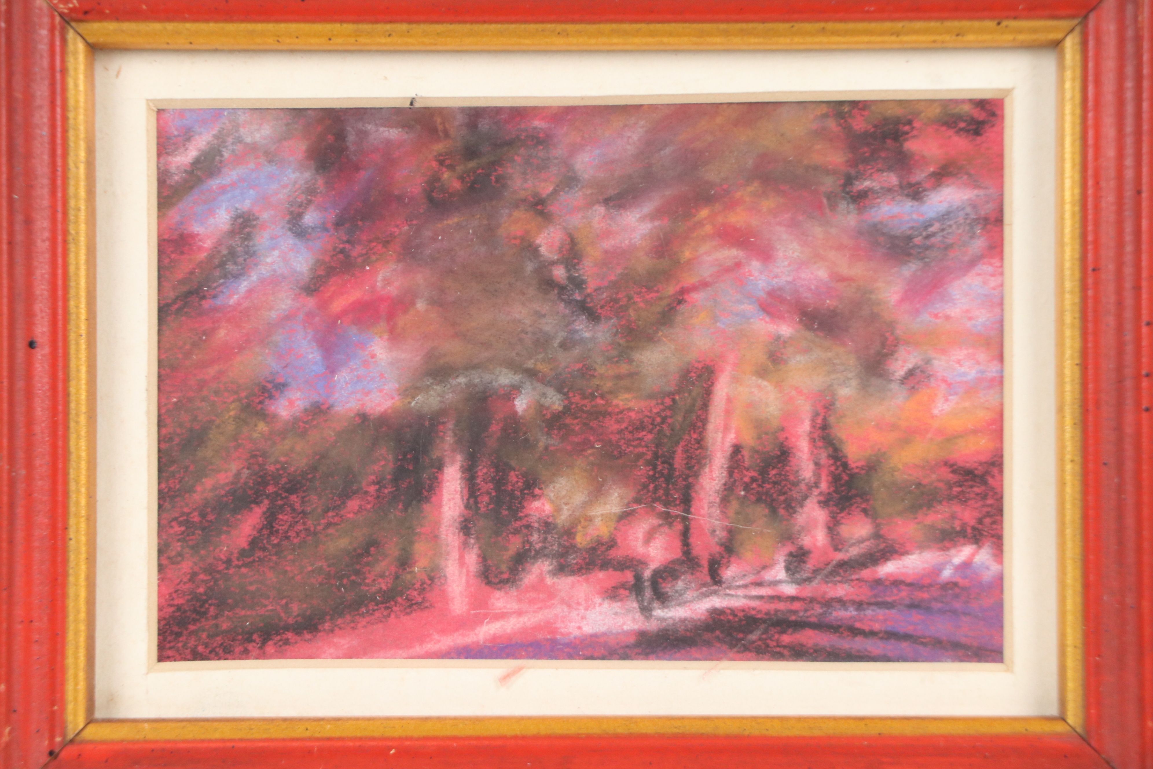 Bernard Lennon Pastel Drawing "The Red Wood," Late 20th Century