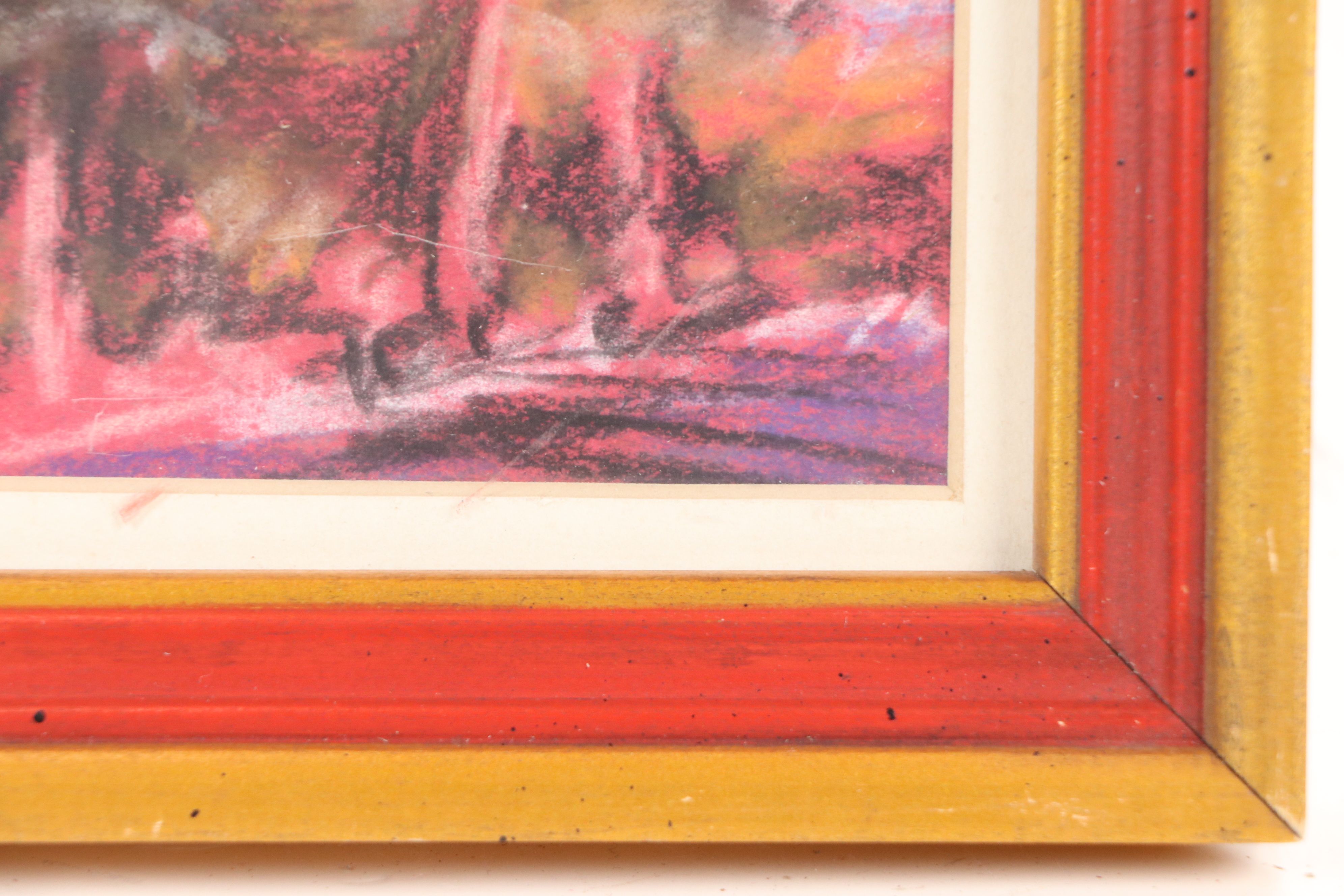 Bernard Lennon Pastel Drawing "The Red Wood," Late 20th Century