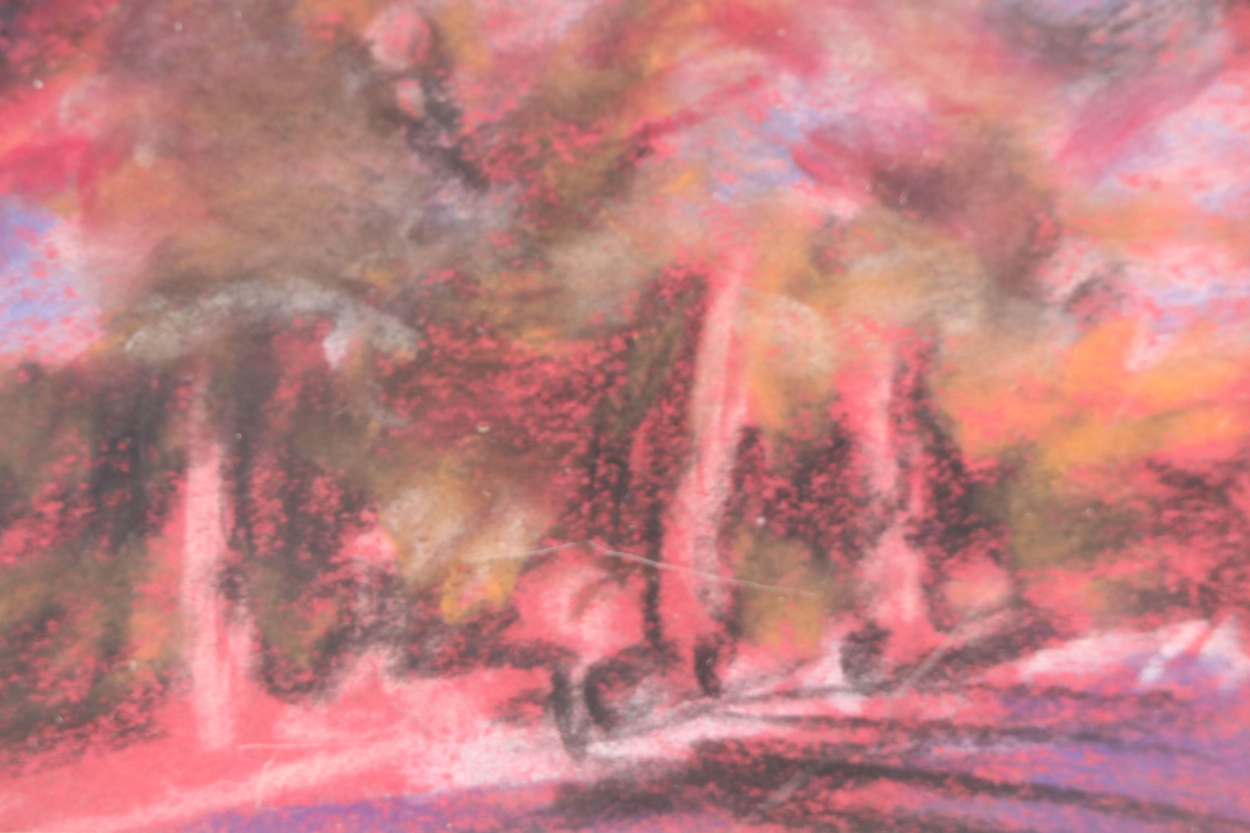 Bernard Lennon Pastel Drawing "The Red Wood," Late 20th Century