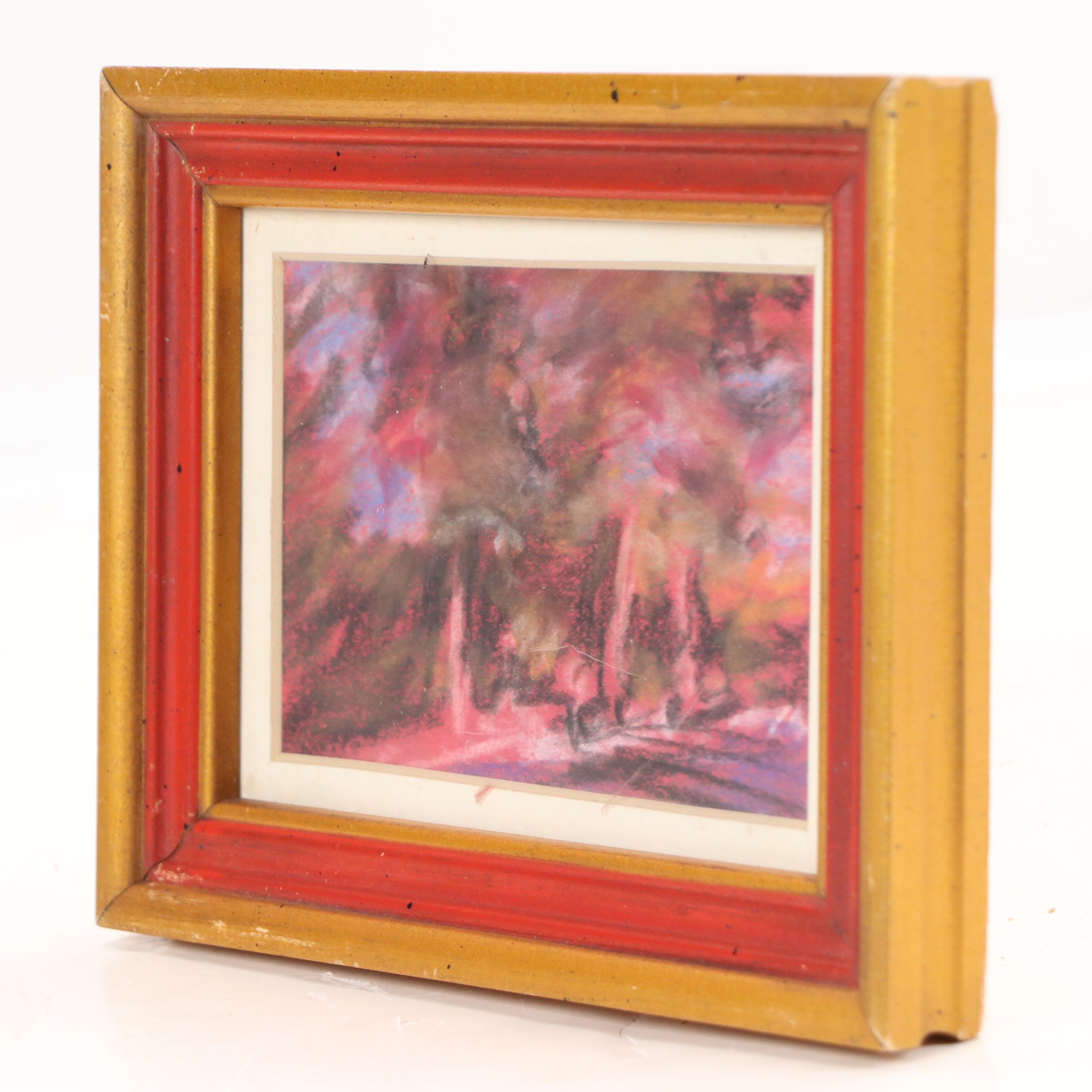 Bernard Lennon Pastel Drawing "The Red Wood," Late 20th Century