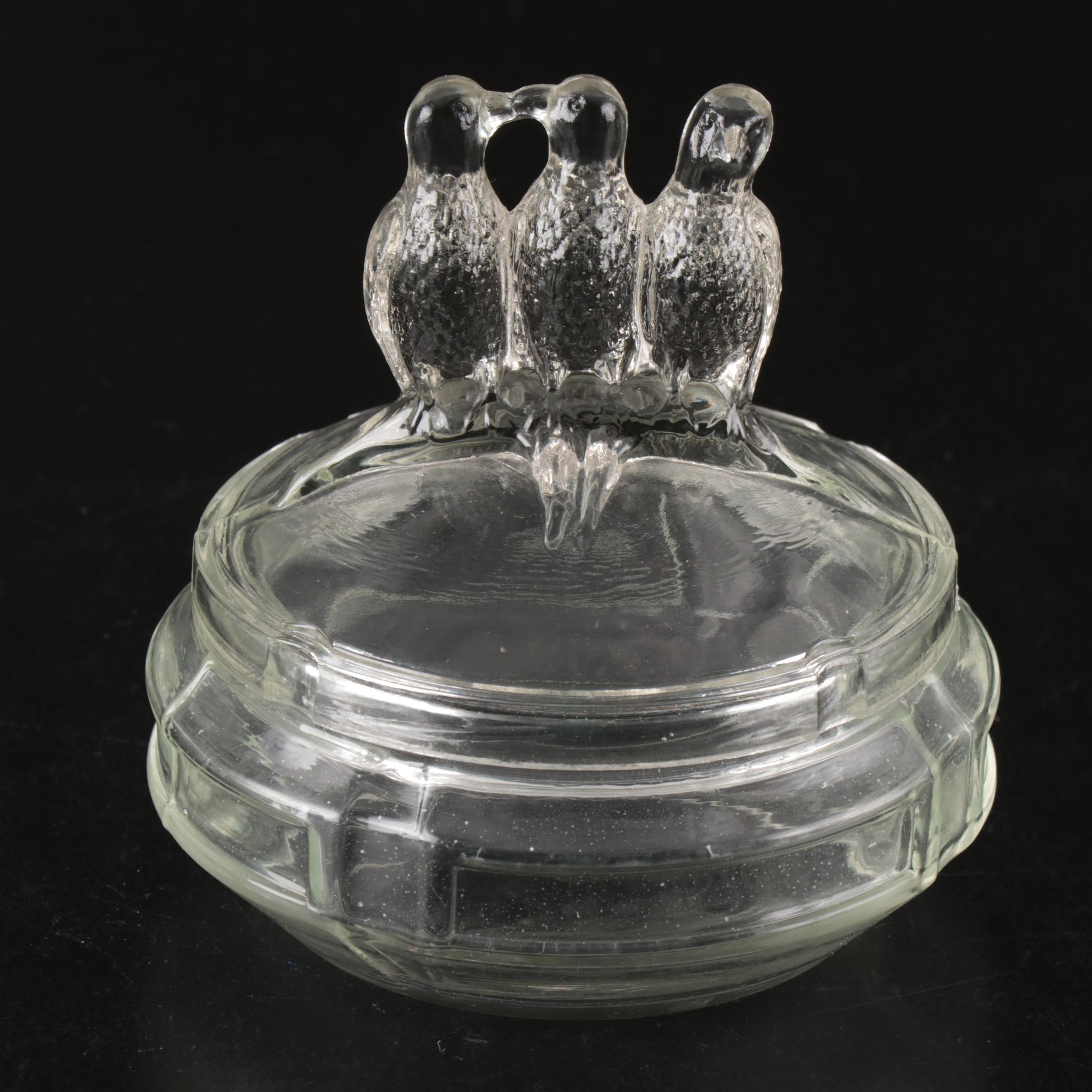 Godinger Silver Plate Insect Vessel with Glass Bird Cruet and Lidded Dish