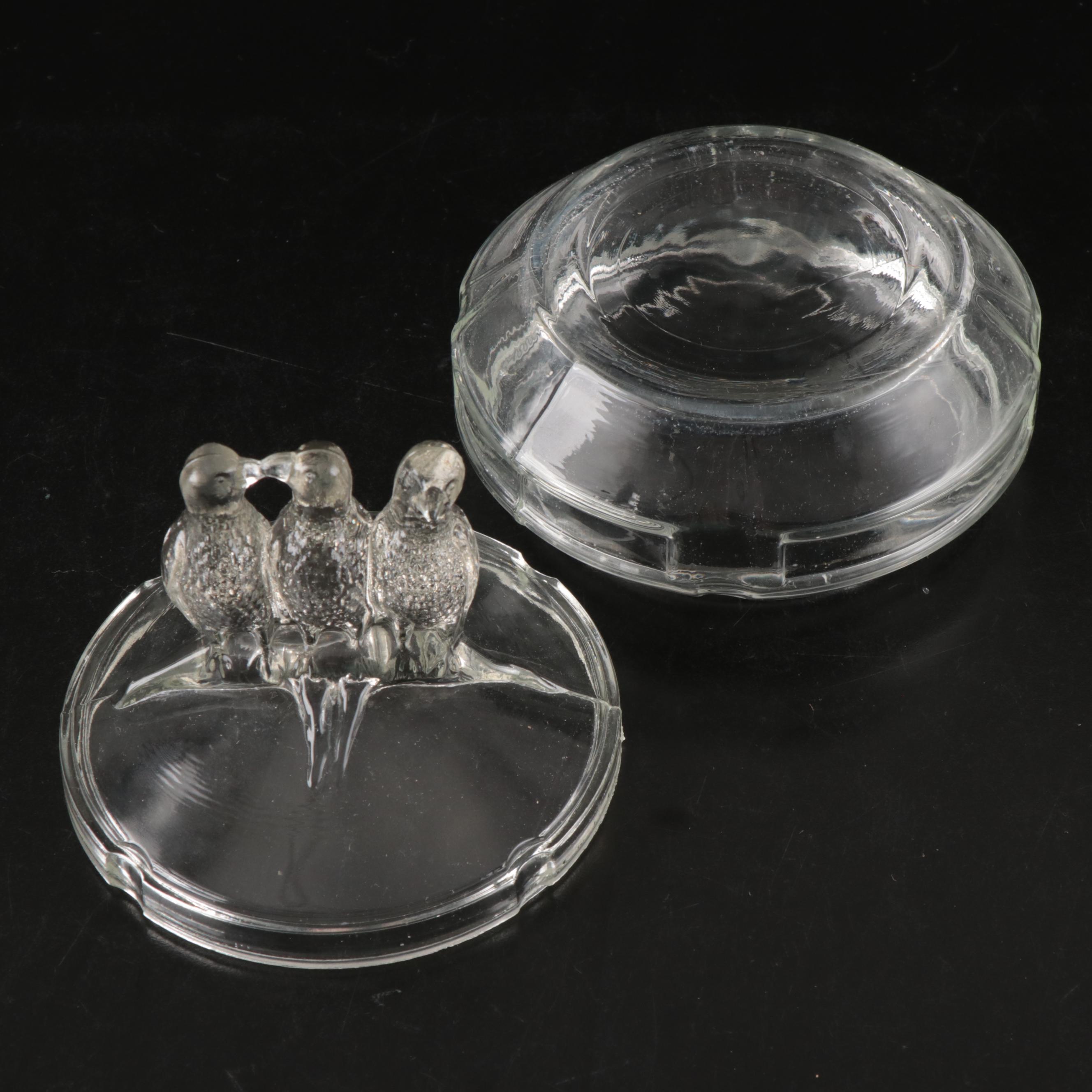 Godinger Silver Plate Insect Vessel with Glass Bird Cruet and Lidded Dish