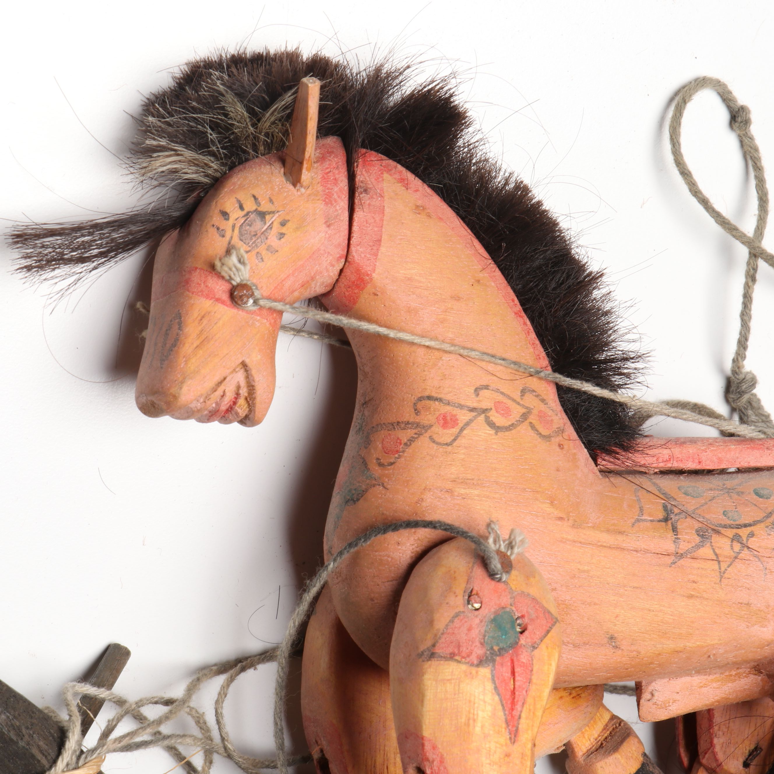 Handcrafted Folk Art Style Wooden Horse, Kangaroo and Other Marionettes