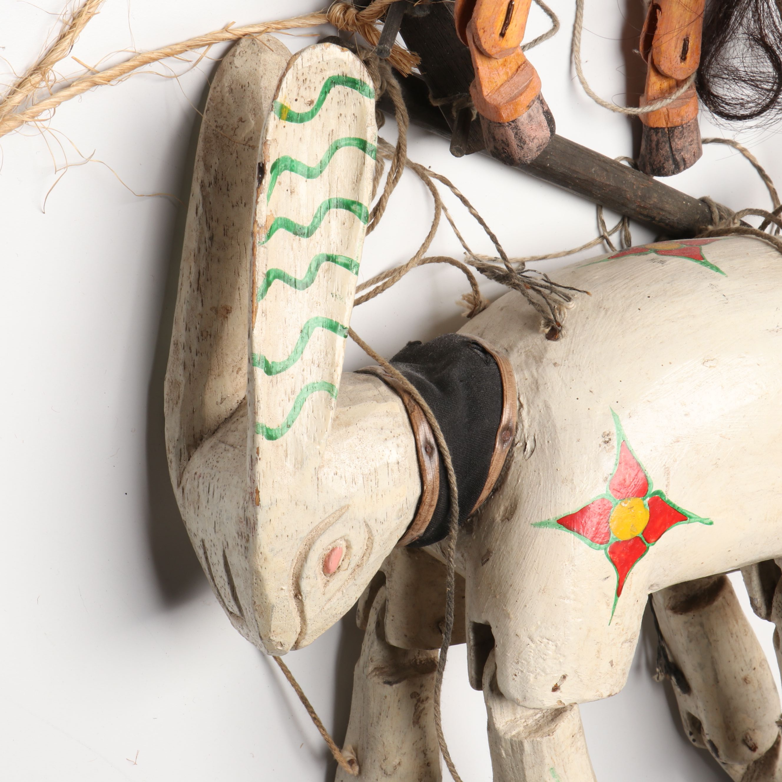 Handcrafted Folk Art Style Wooden Horse, Kangaroo and Other Marionettes