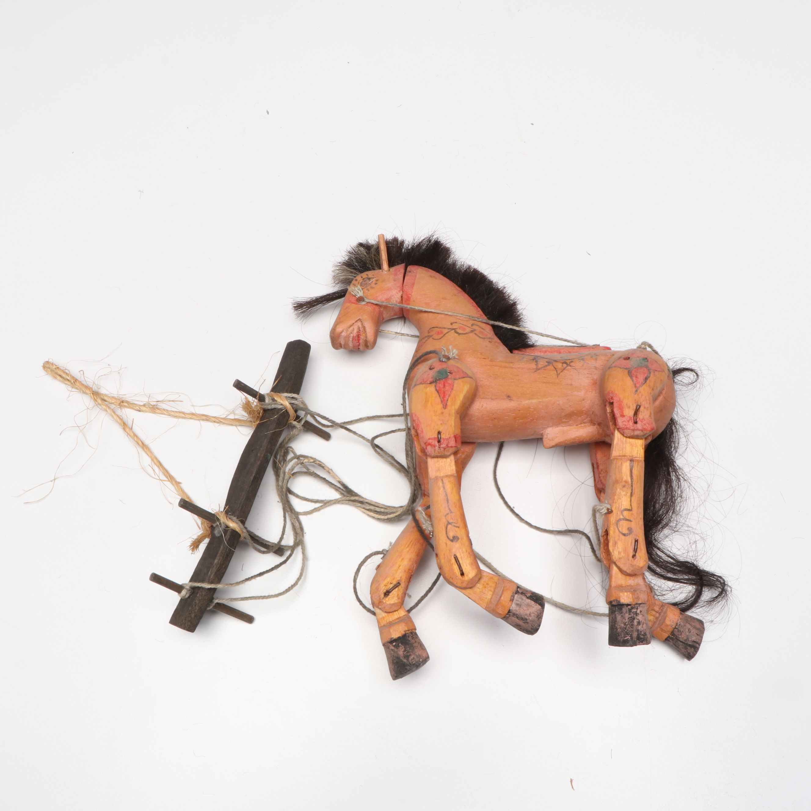 Handcrafted Folk Art Style Wooden Horse, Kangaroo and Other Marionettes