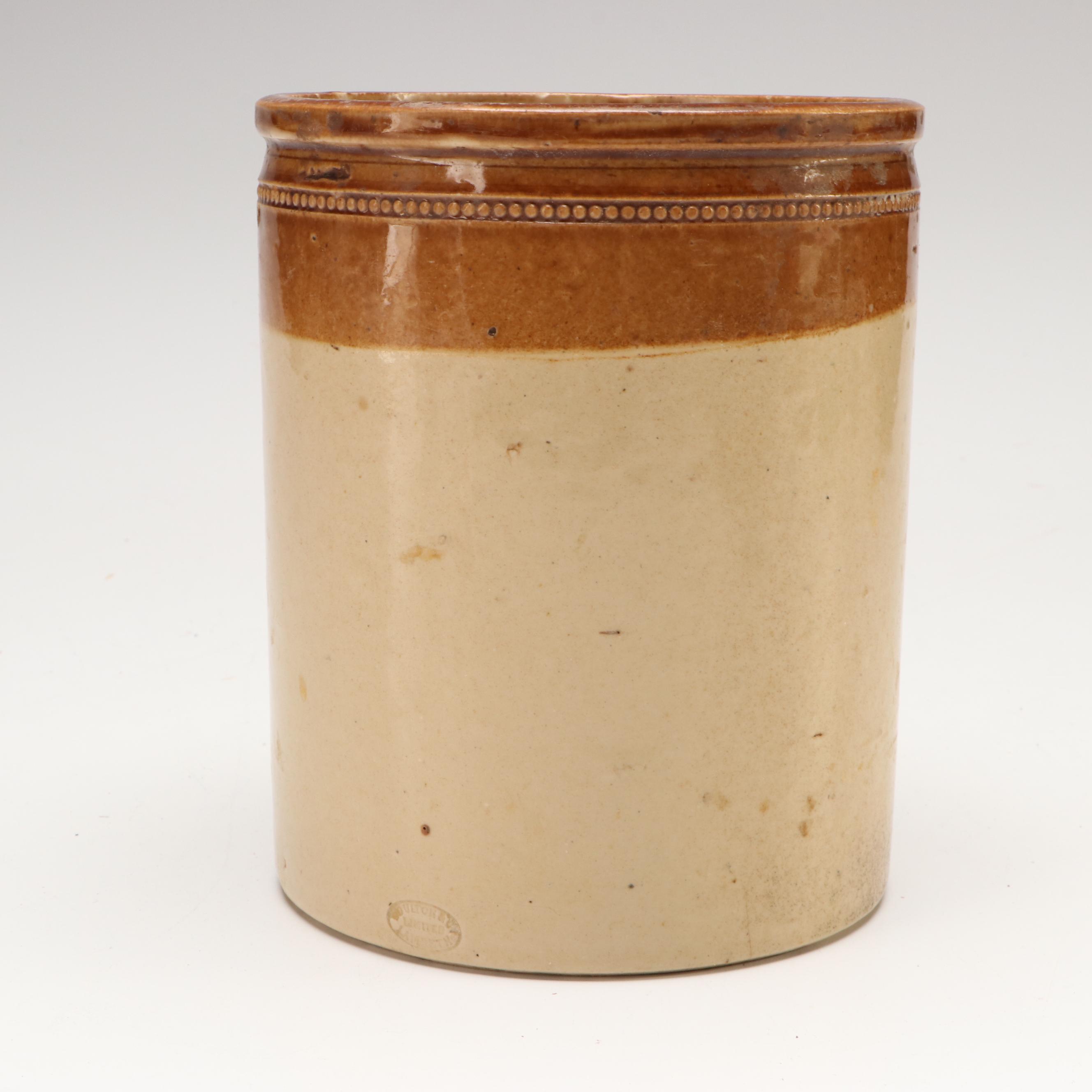 Timothy White Salt Glazed Stoneware Foot Warmer with Crocks and Bottle