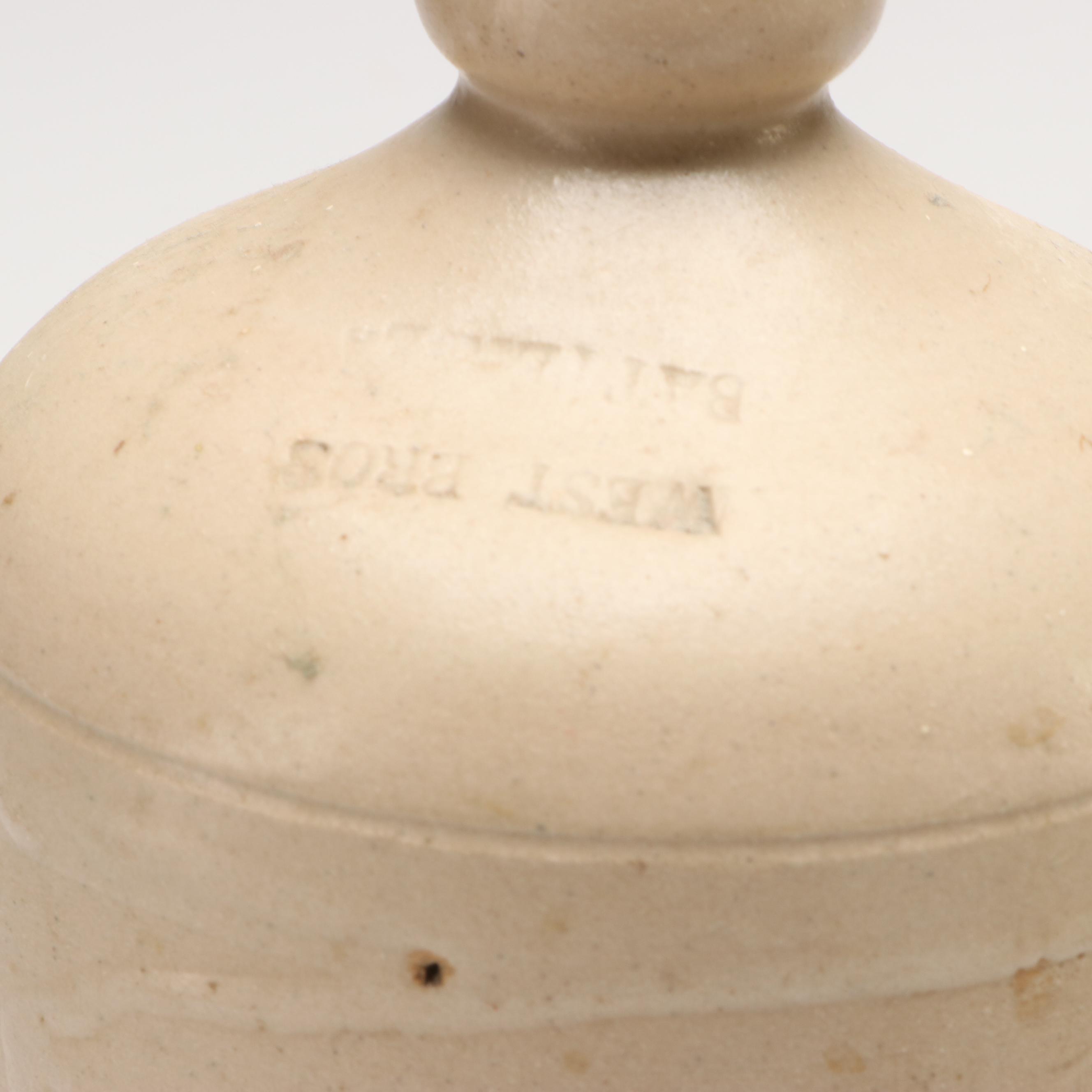 Timothy White Salt Glazed Stoneware Foot Warmer with Crocks and Bottle