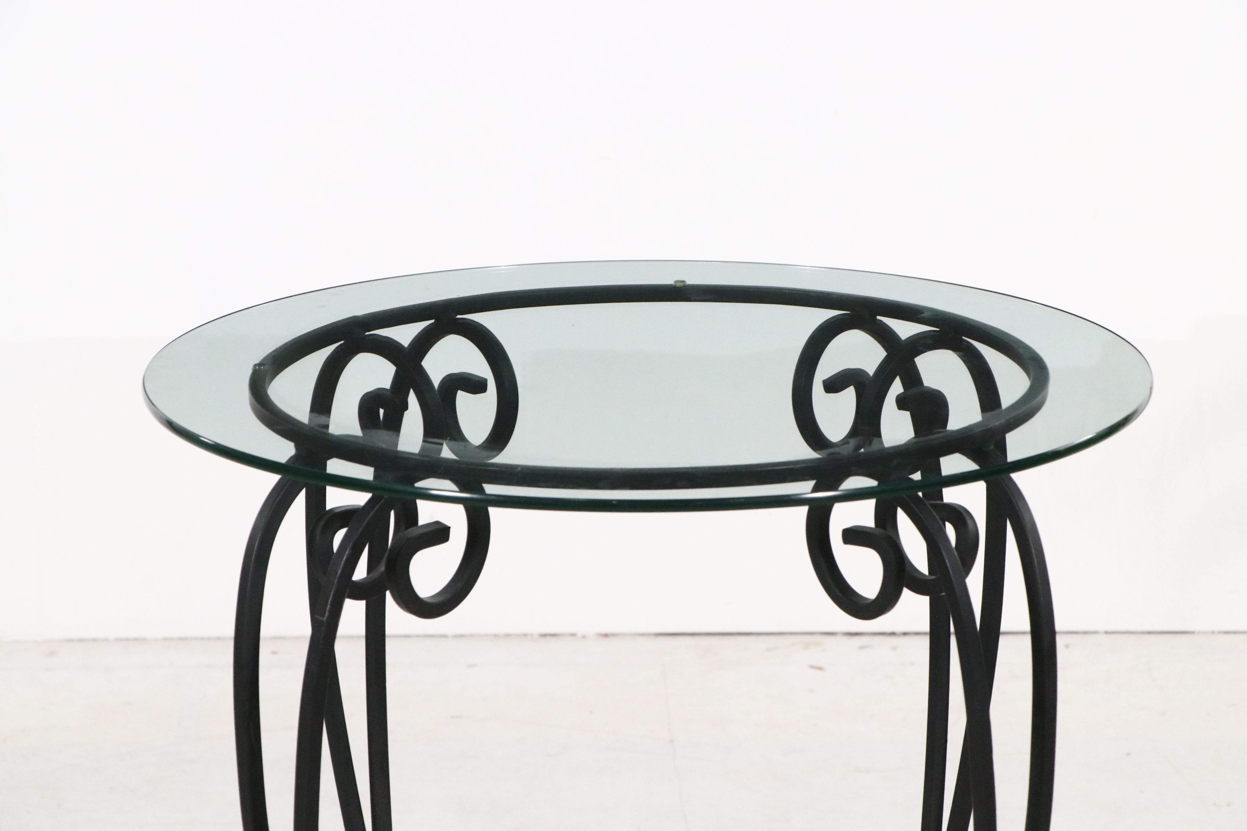 Five-Piece Scrolled Metal Bistro Dining Set with Glass Top Table