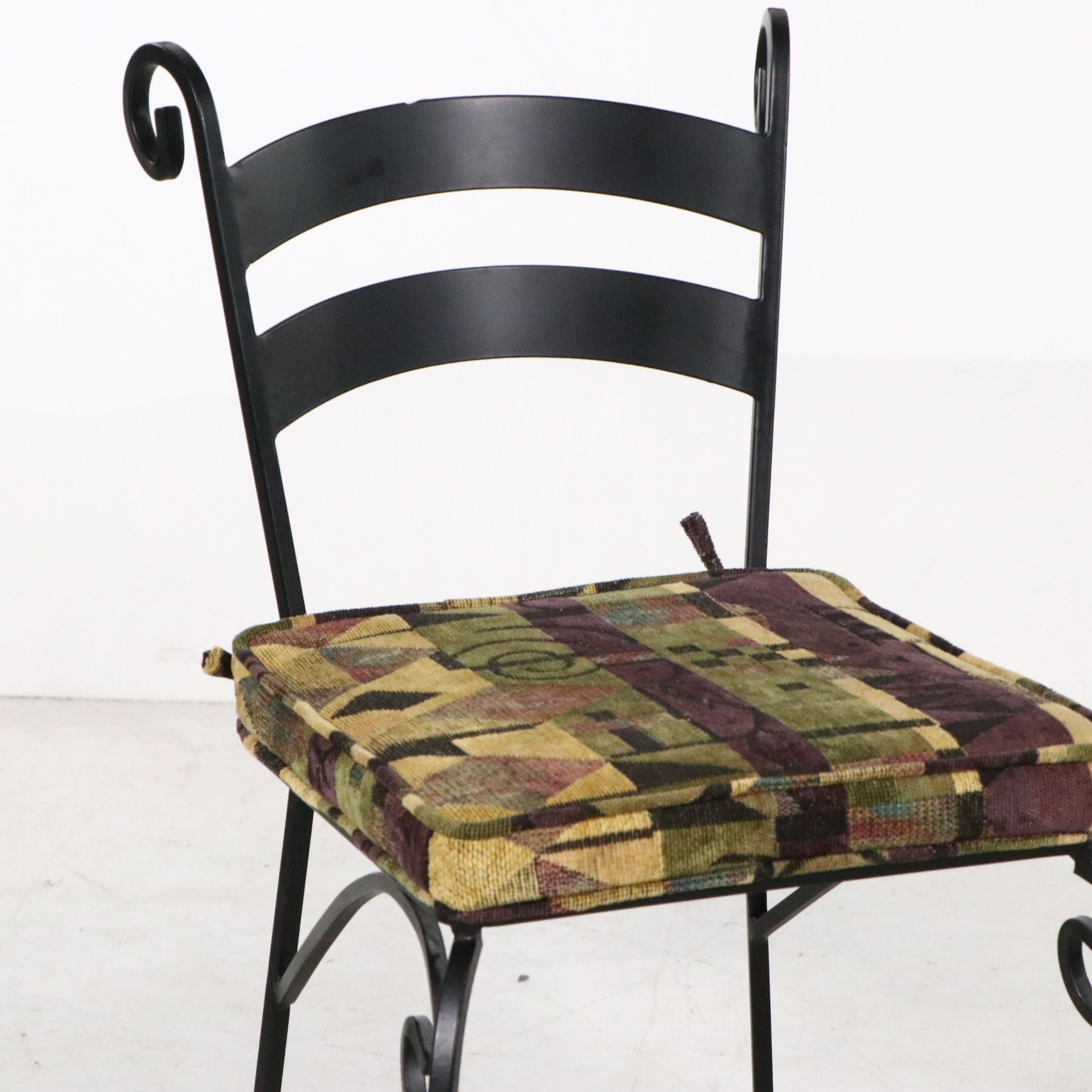 Five-Piece Scrolled Metal Bistro Dining Set with Glass Top Table