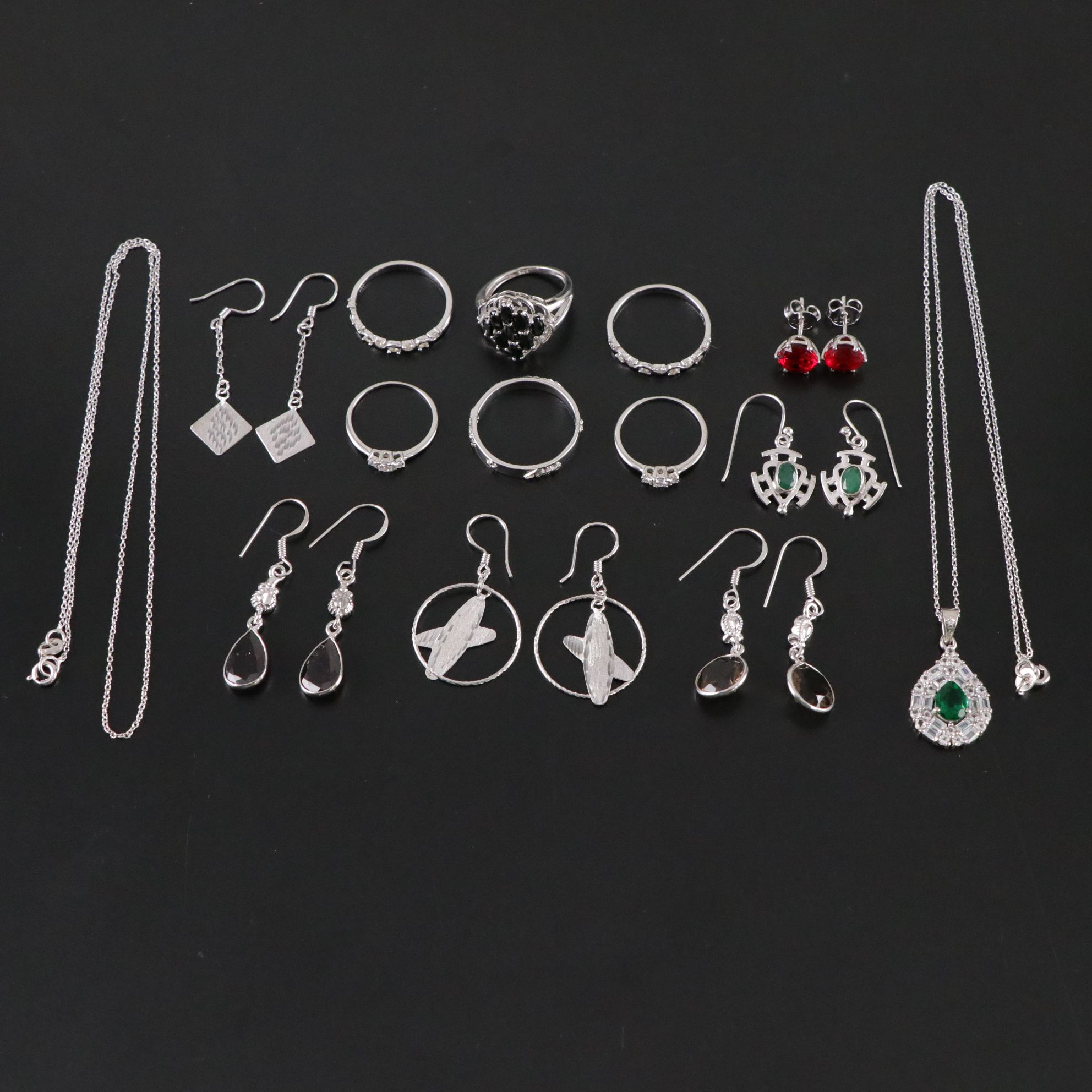 14 Assorted Sterling Silver Necklaces, Earrings and Pendants
