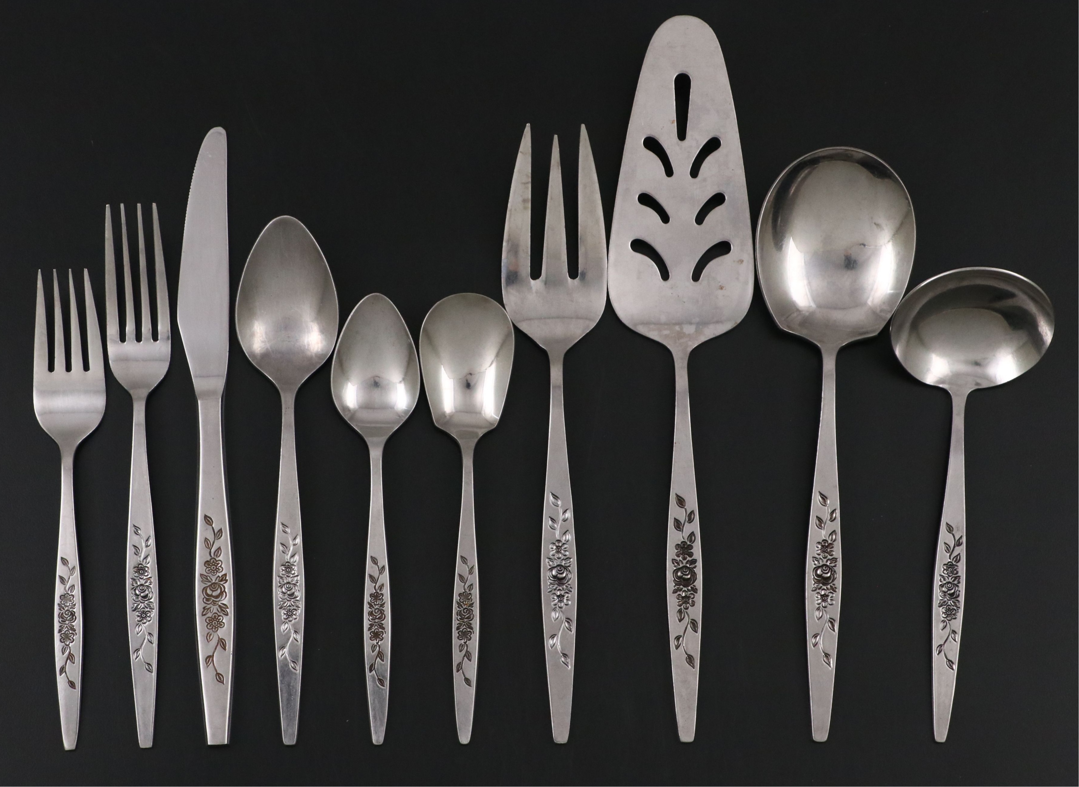 Mid Century Modern Lincoln Canisters with Orleans Stainless Flatware