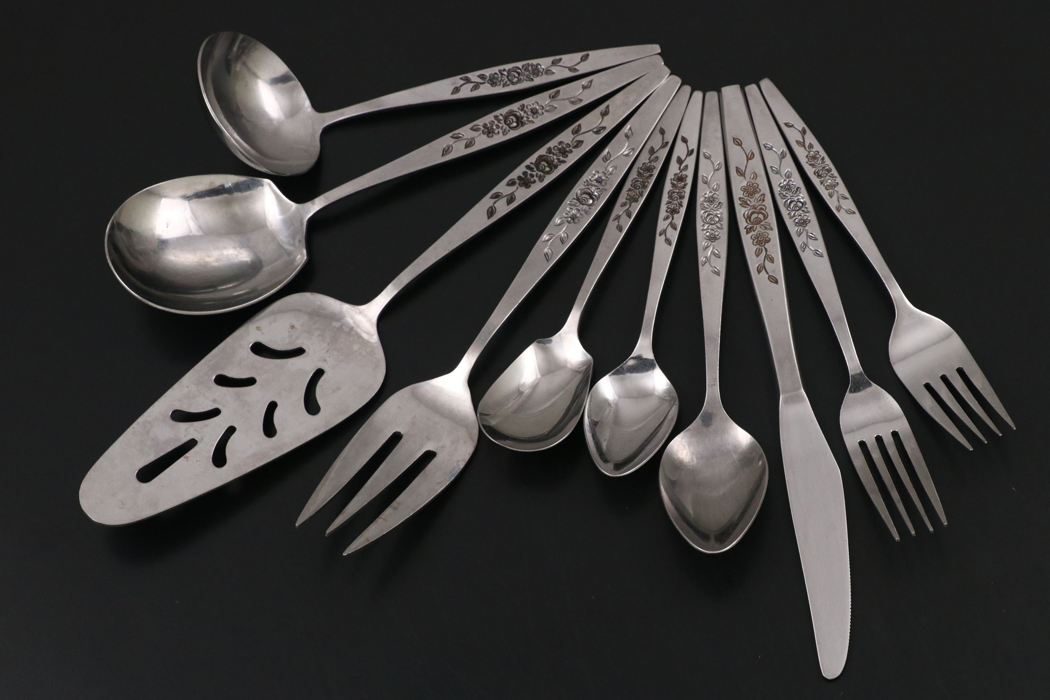 Mid Century Modern Lincoln Canisters with Orleans Stainless Flatware