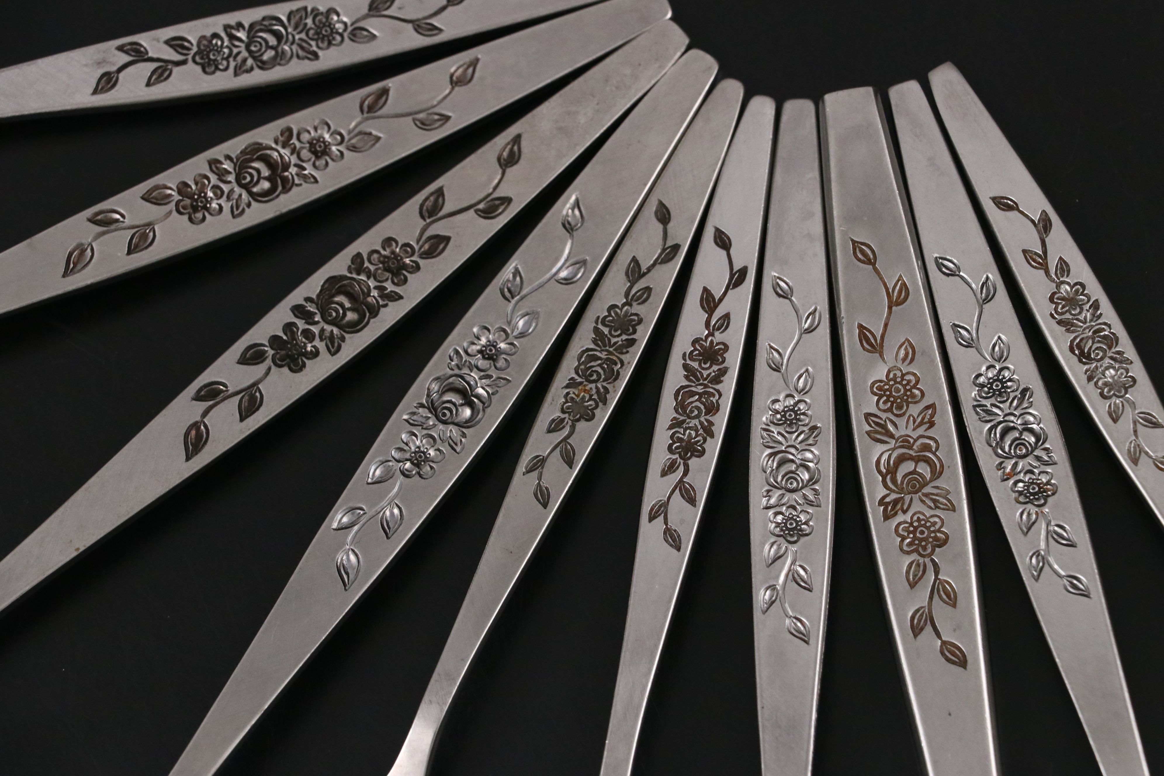 Mid Century Modern Lincoln Canisters with Orleans Stainless Flatware