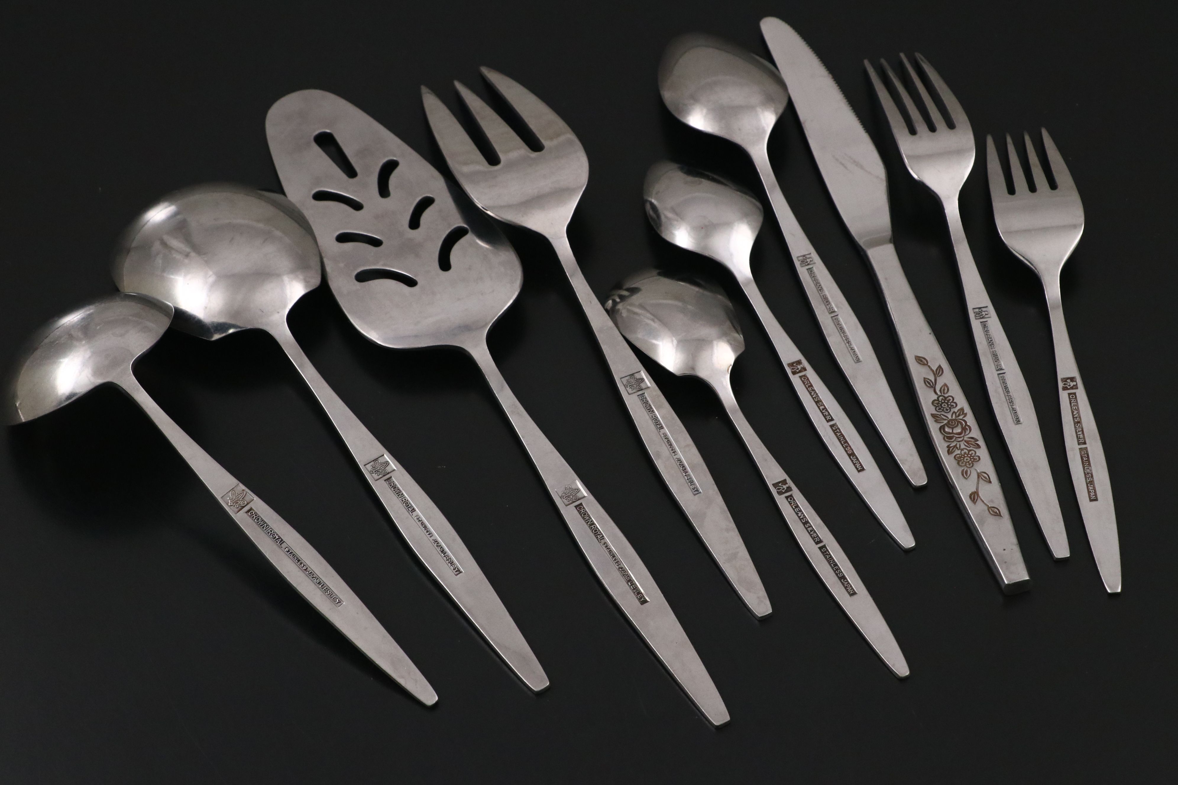 Mid Century Modern Lincoln Canisters with Orleans Stainless Flatware