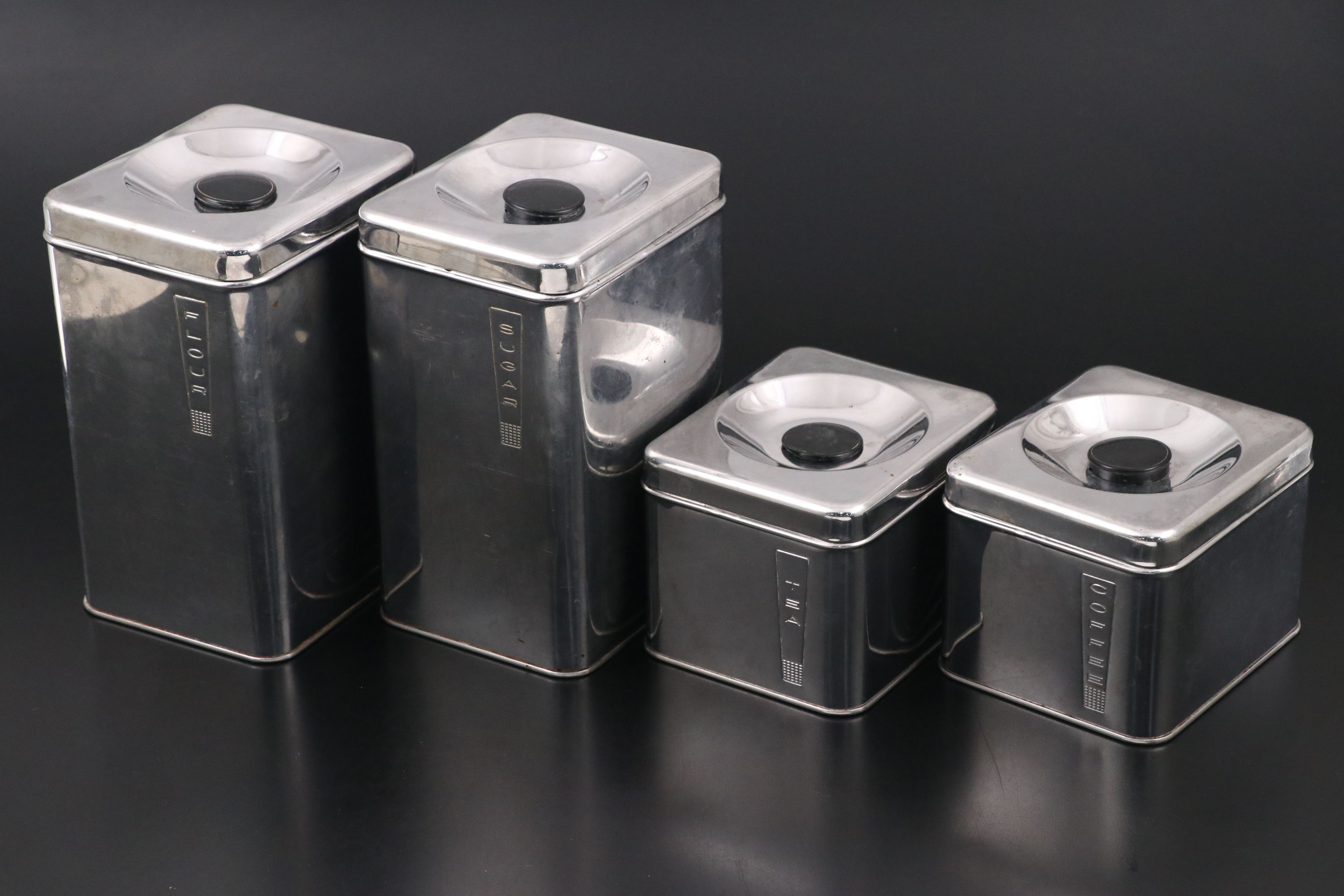 Mid Century Modern Lincoln Canisters with Orleans Stainless Flatware