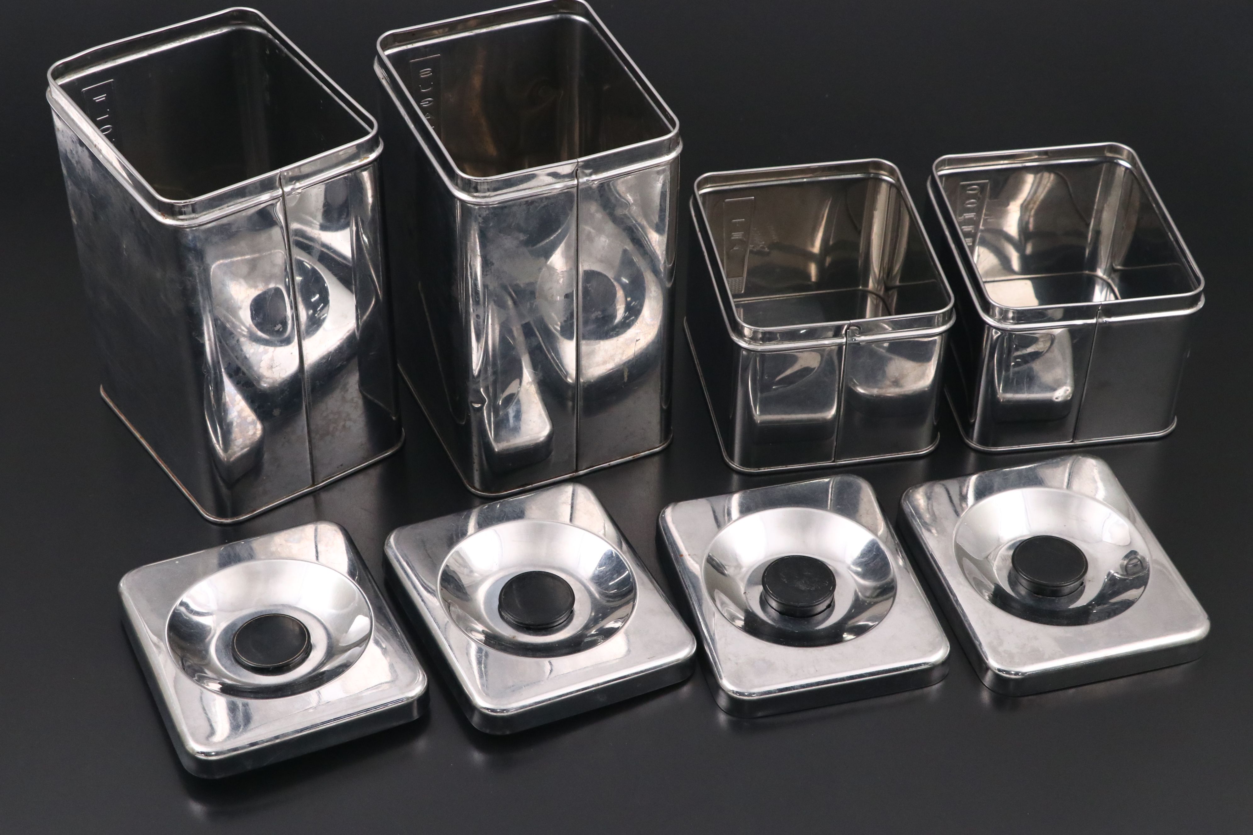 Mid Century Modern Lincoln Canisters with Orleans Stainless Flatware