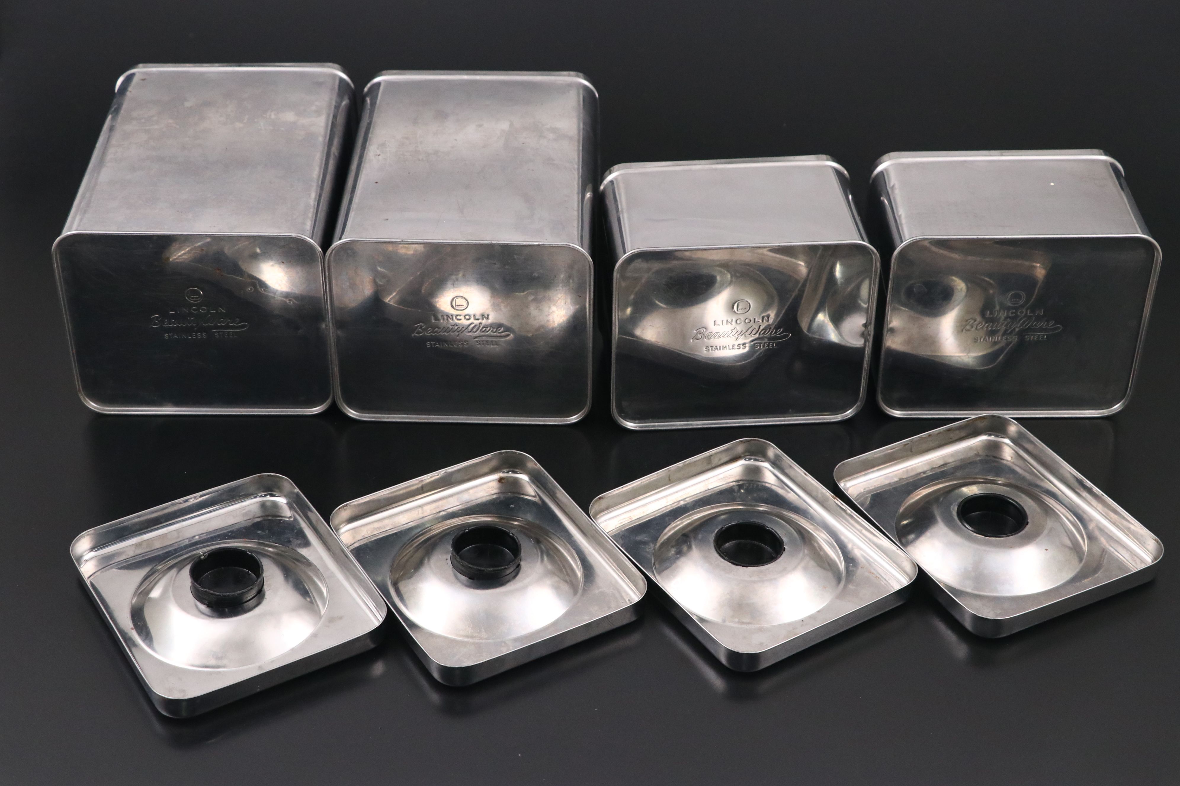 Mid Century Modern Lincoln Canisters with Orleans Stainless Flatware