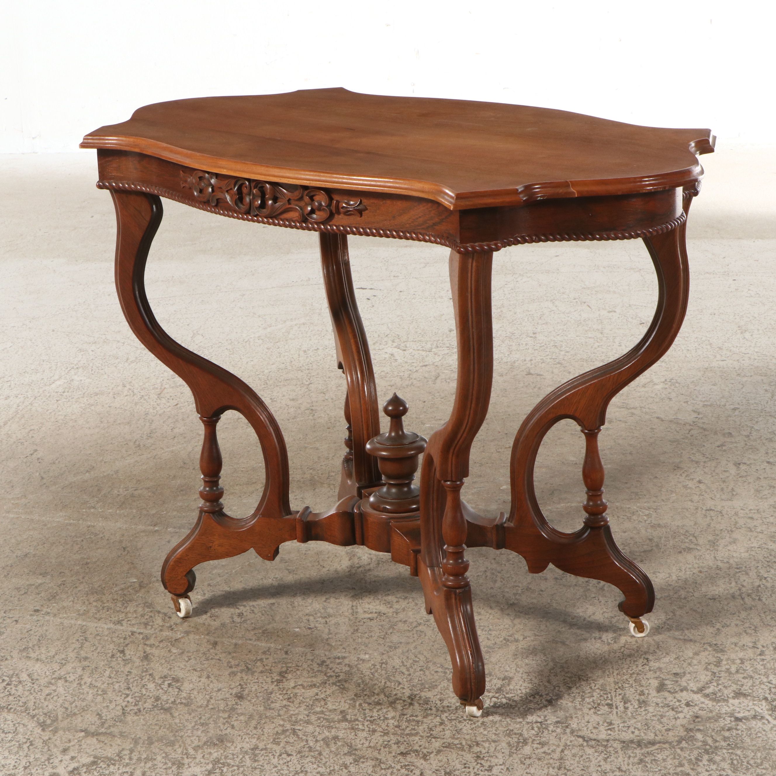 Late Victorian Style Carved Walnut Hall Table, Early 20th Century