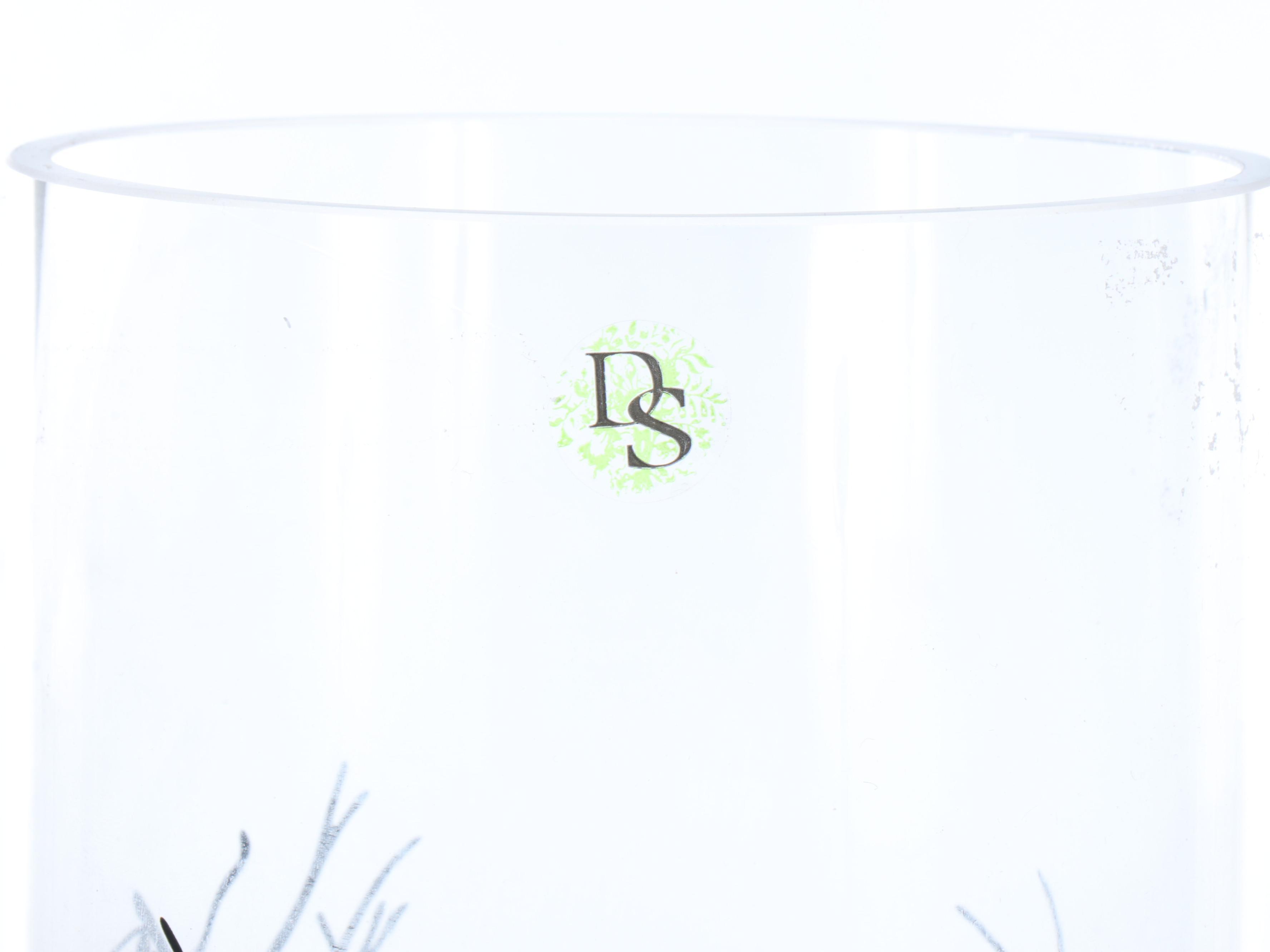 Hand-Painted Slate Welcome Sign with Cylindrical Glass Floor Vase