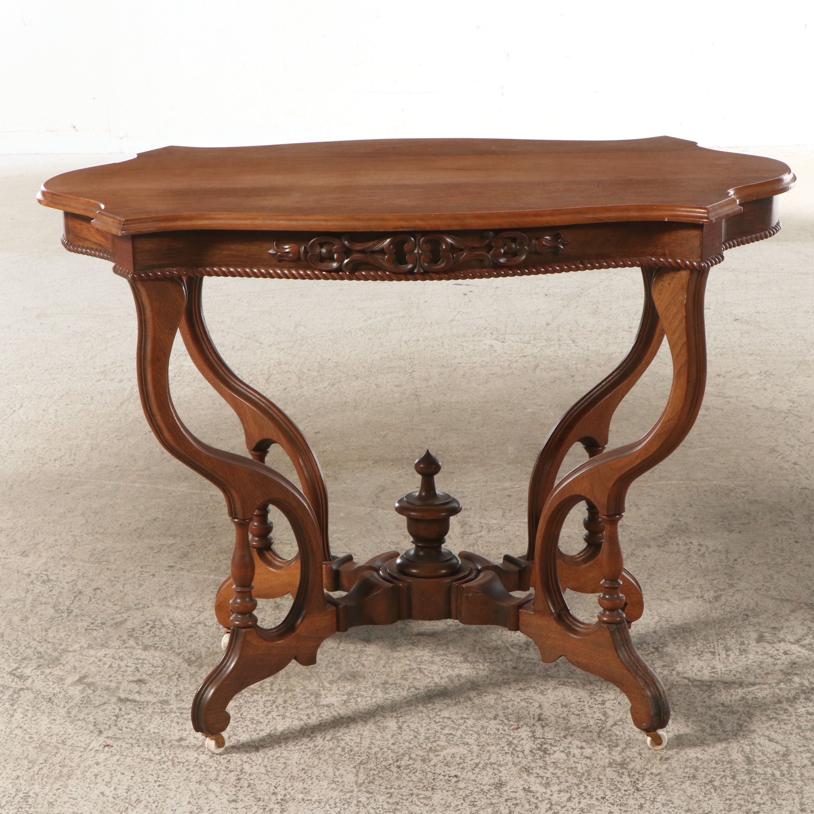 Late Victorian Style Carved Walnut Hall Table, Early 20th Century