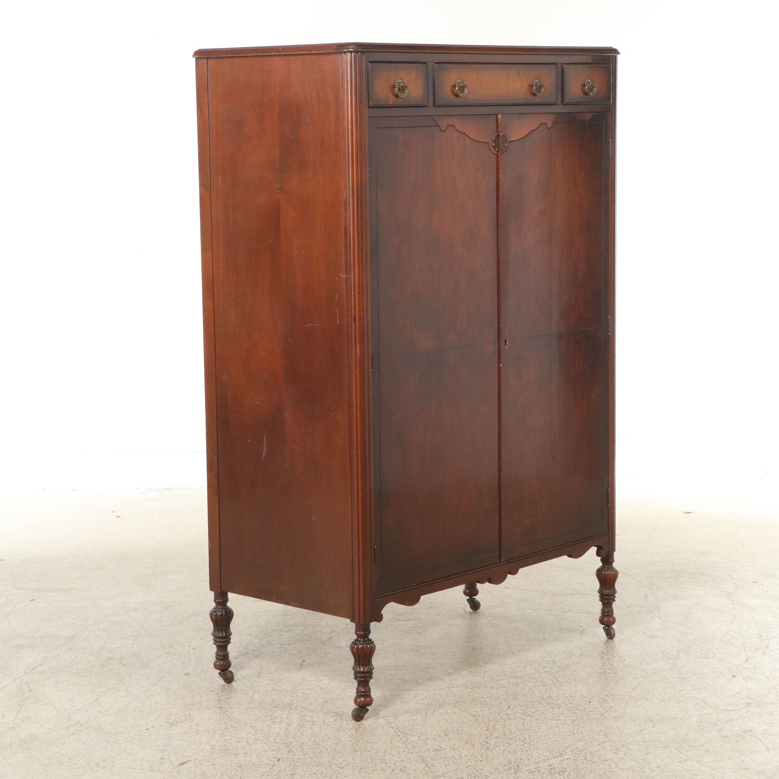 Al. Carlson Mfg. Co. Art Deco Walnut Wardrobe, Early 20th Century