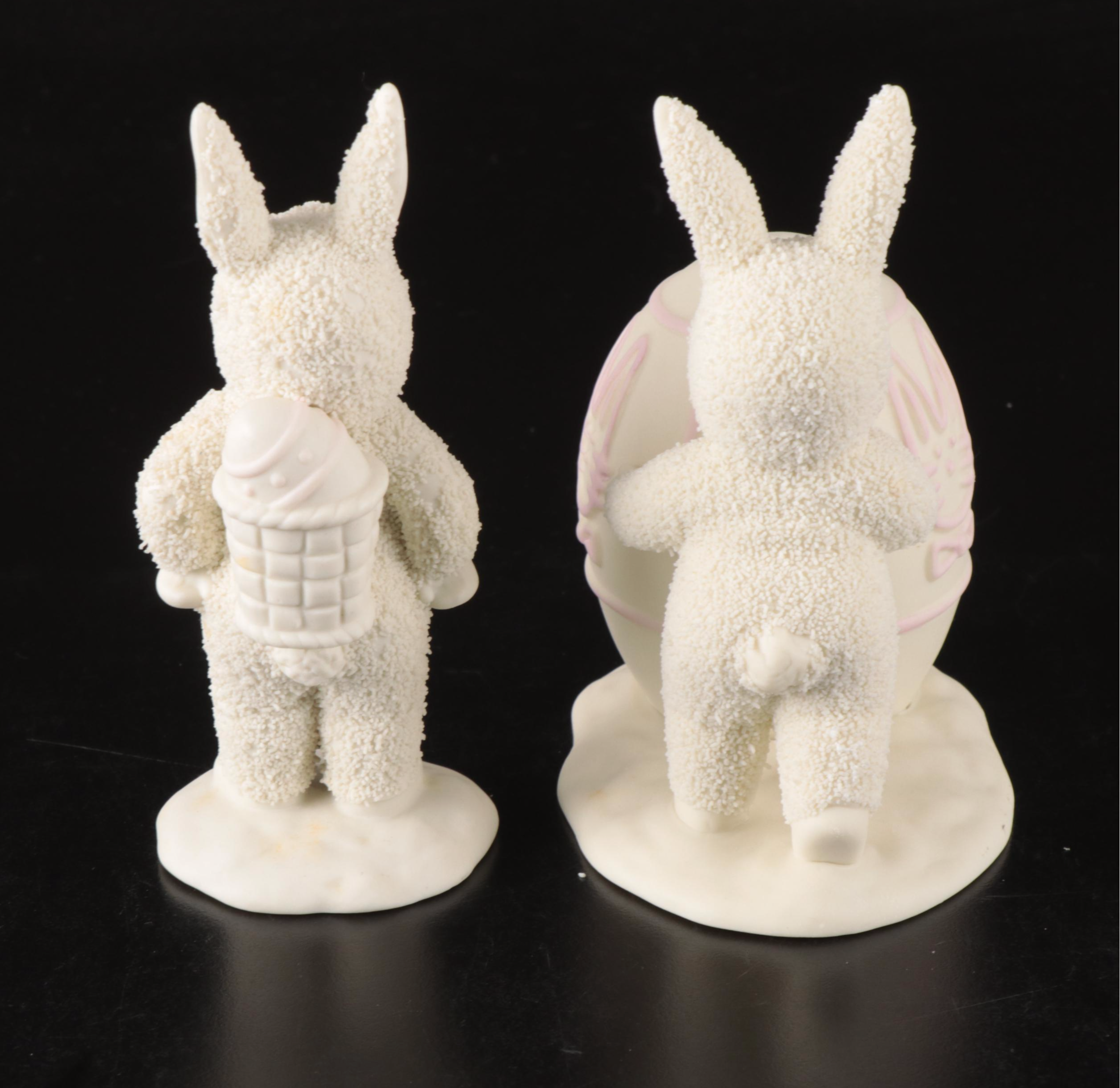 Department 56 Bisque "Snowbabies" Figures and "Snowbunnies" Snow Globe