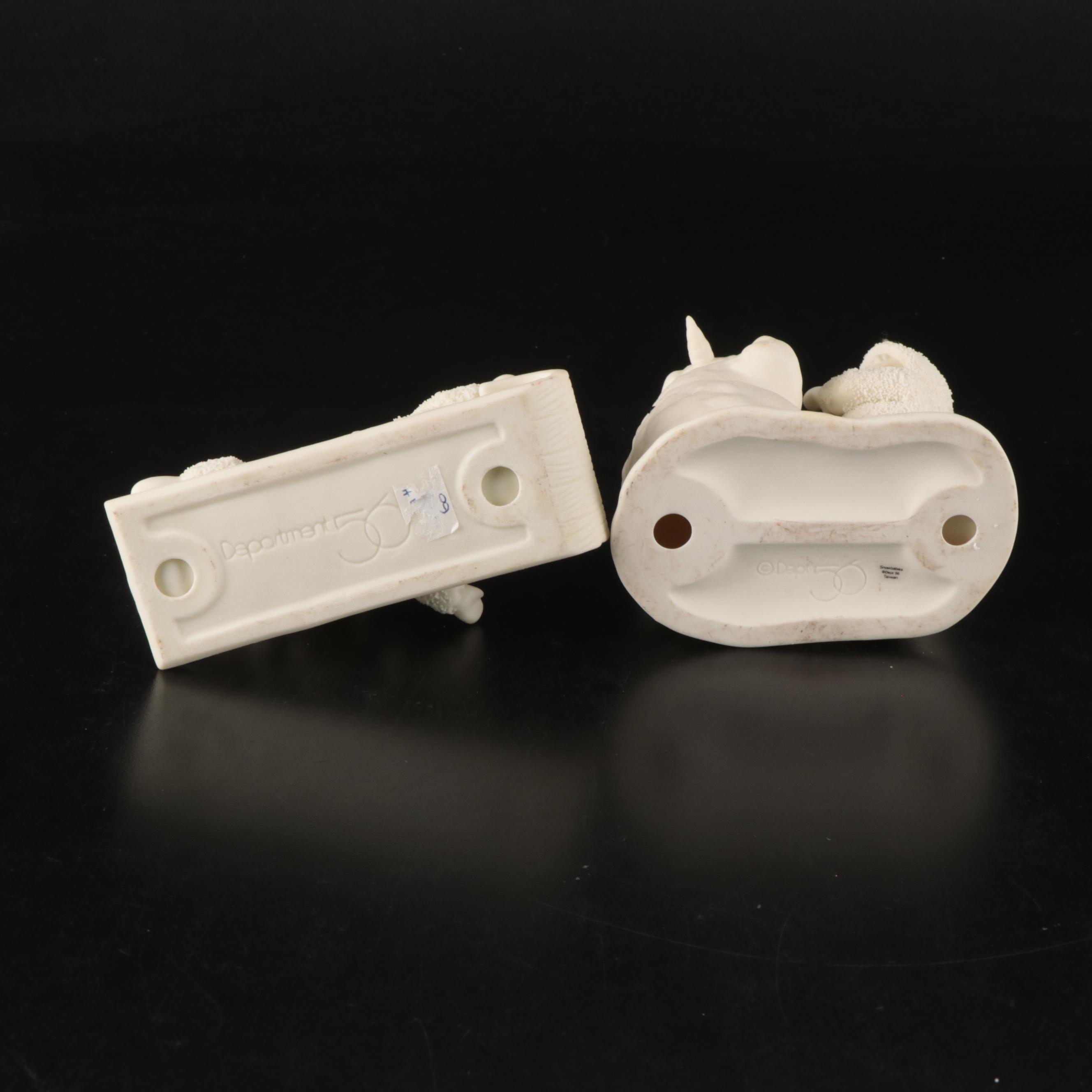 Department 56 Bisque "Snowbabies" Figures and "Snowbunnies" Snow Globe