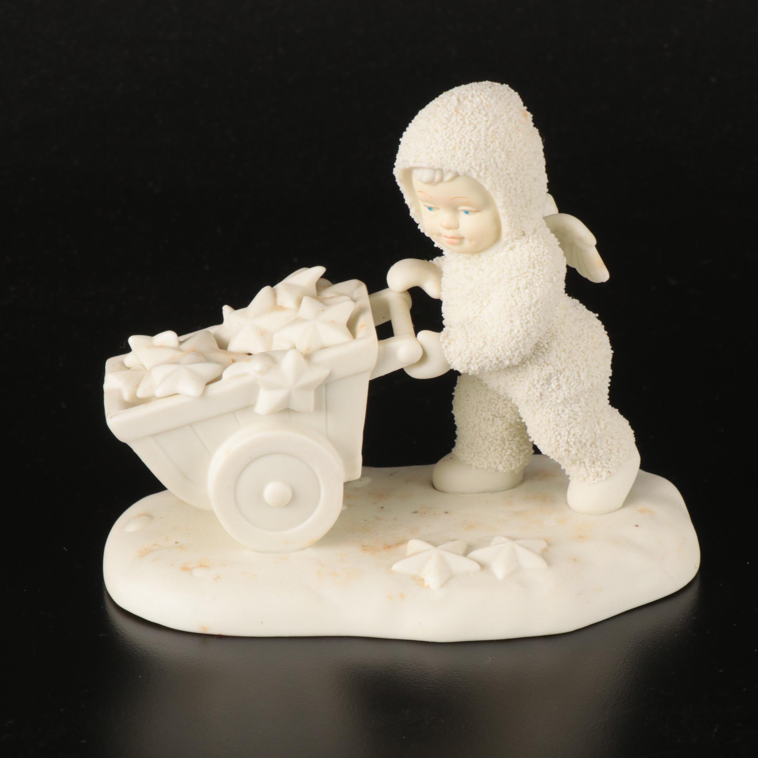 Department 56 Bisque "Snowbabies" Figures and "Snowbunnies" Snow Globe