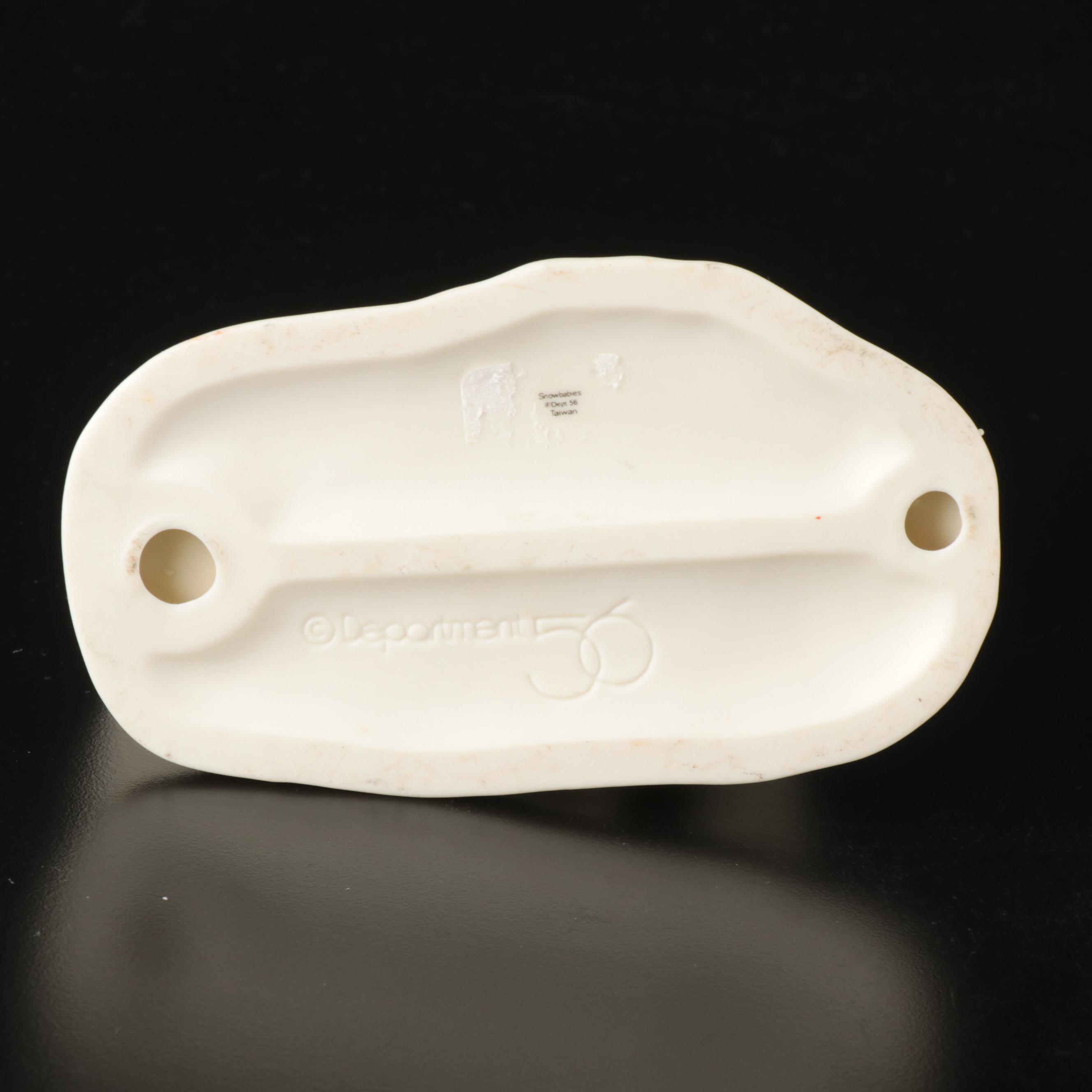 Department 56 Bisque "Snowbabies" Figures and "Snowbunnies" Snow Globe