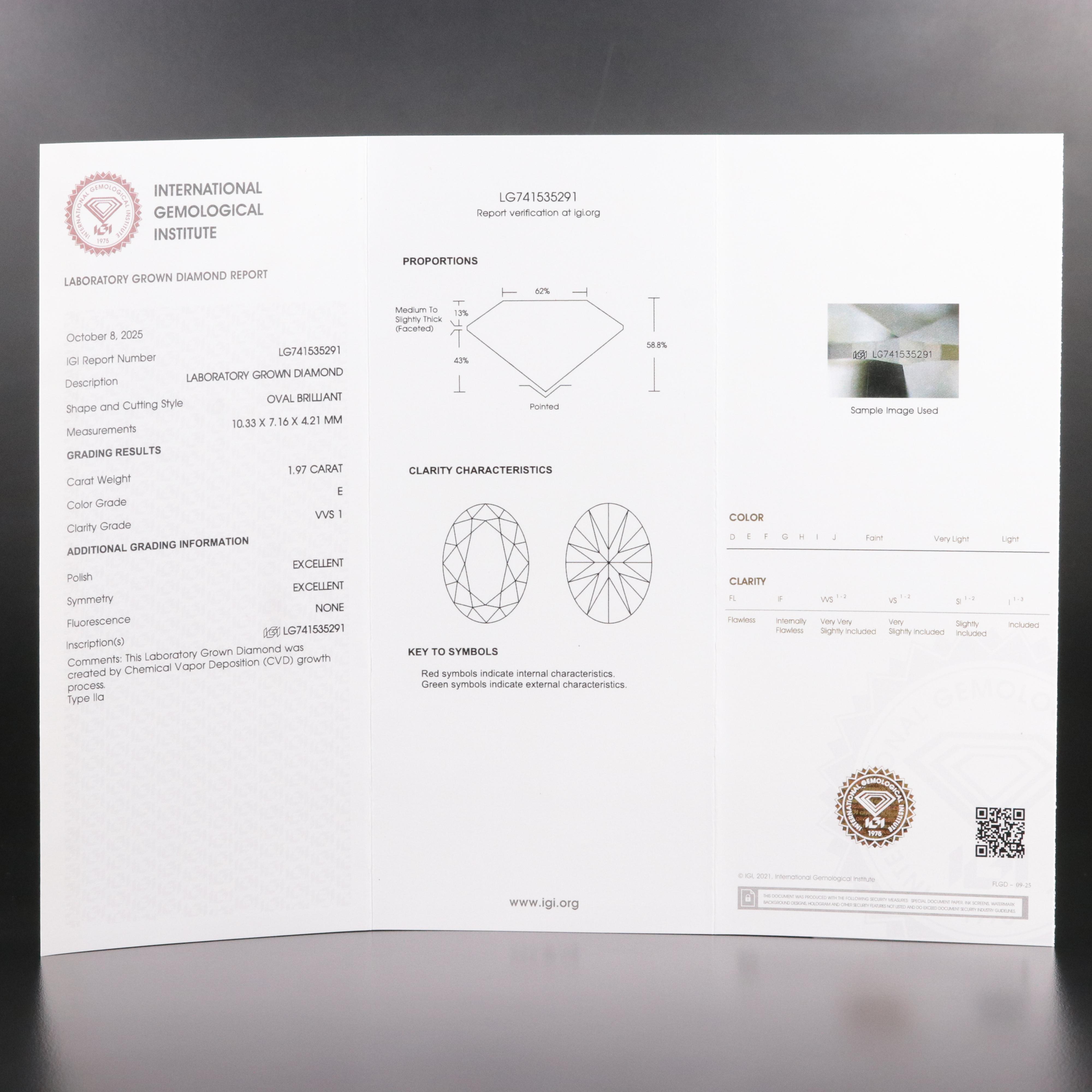 18K 1.97 CT Lab Grown Diamond Solitaire Ring with IGI Report