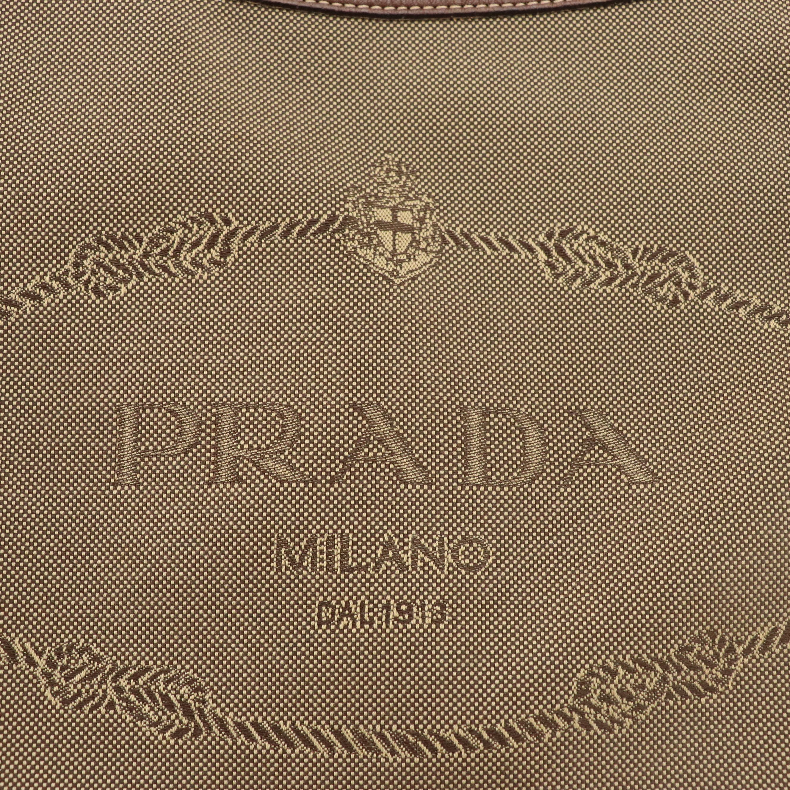 Prada Canapa Jacquard Canvas and Leather Crossbody Bag
