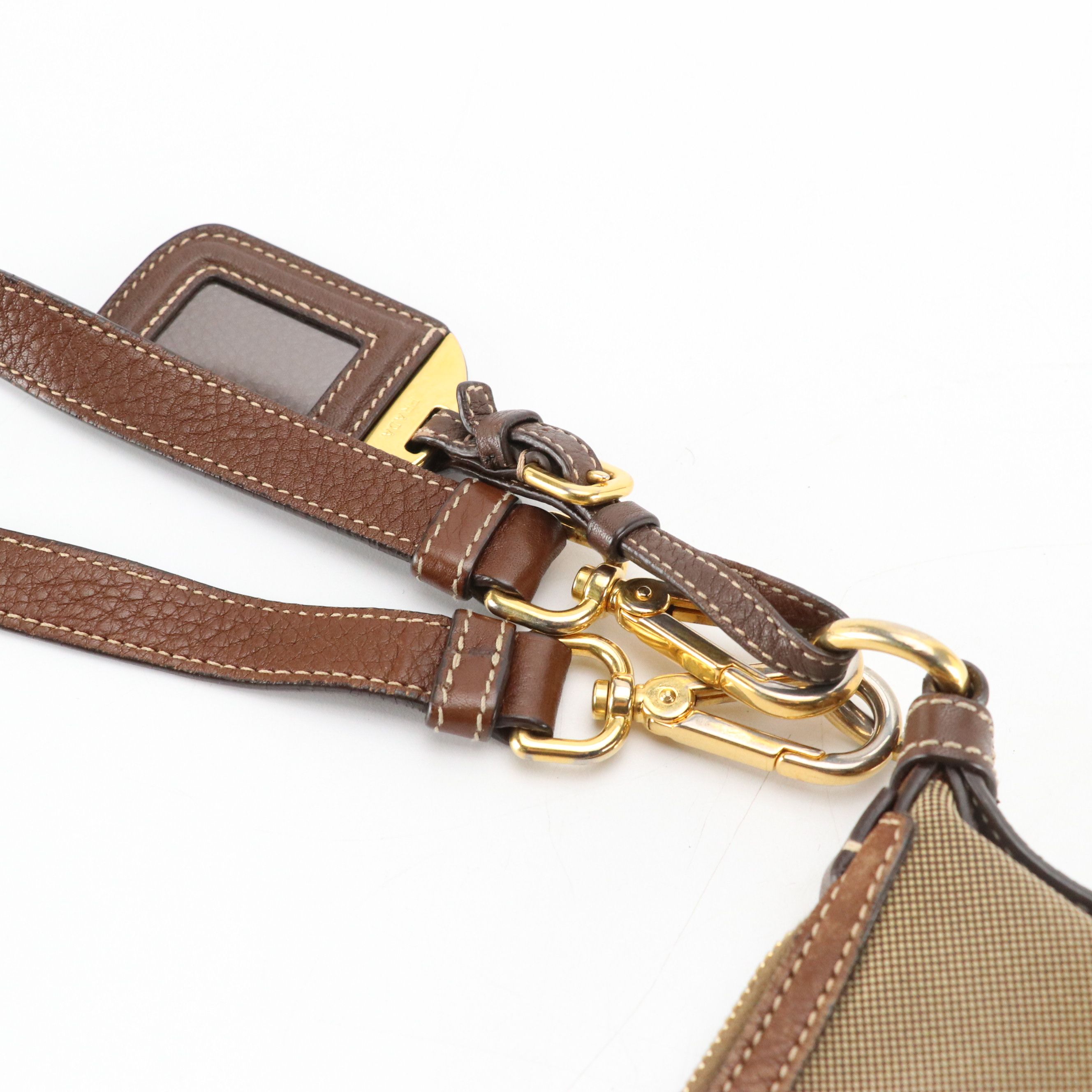 Prada Canapa Jacquard Canvas and Leather Crossbody Bag