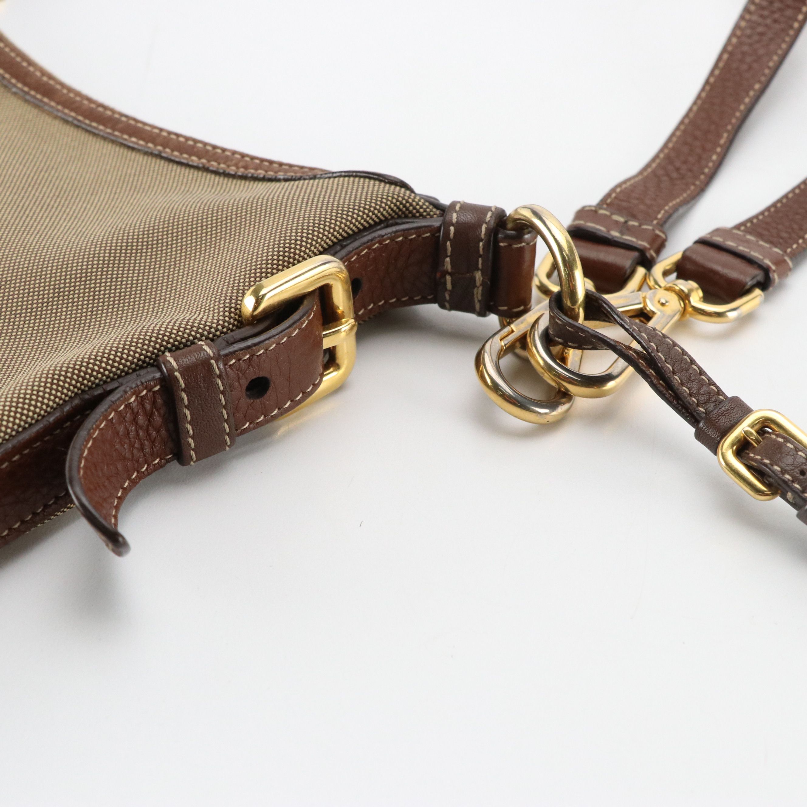 Prada Canapa Jacquard Canvas and Leather Crossbody Bag