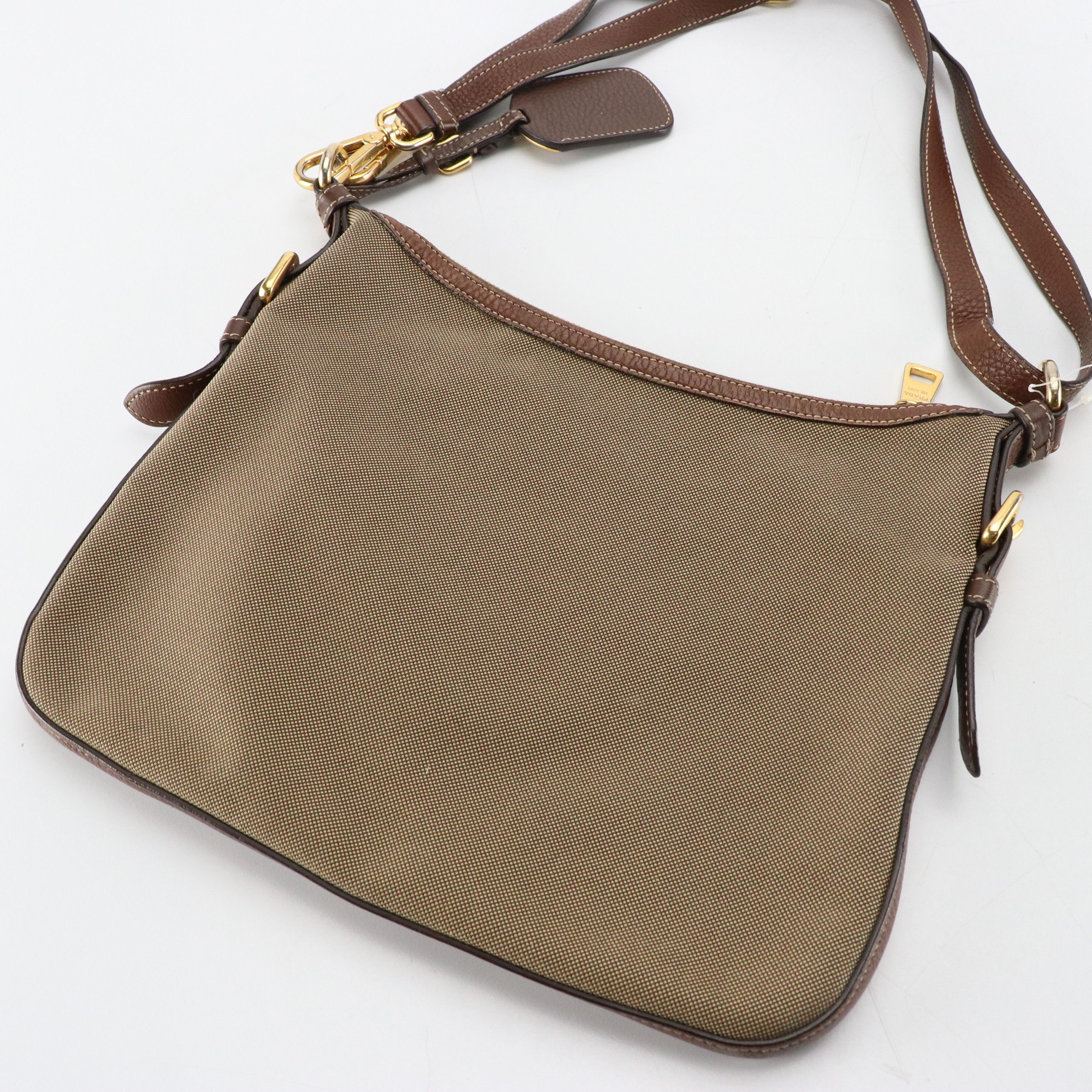 Prada Canapa Jacquard Canvas and Leather Crossbody Bag