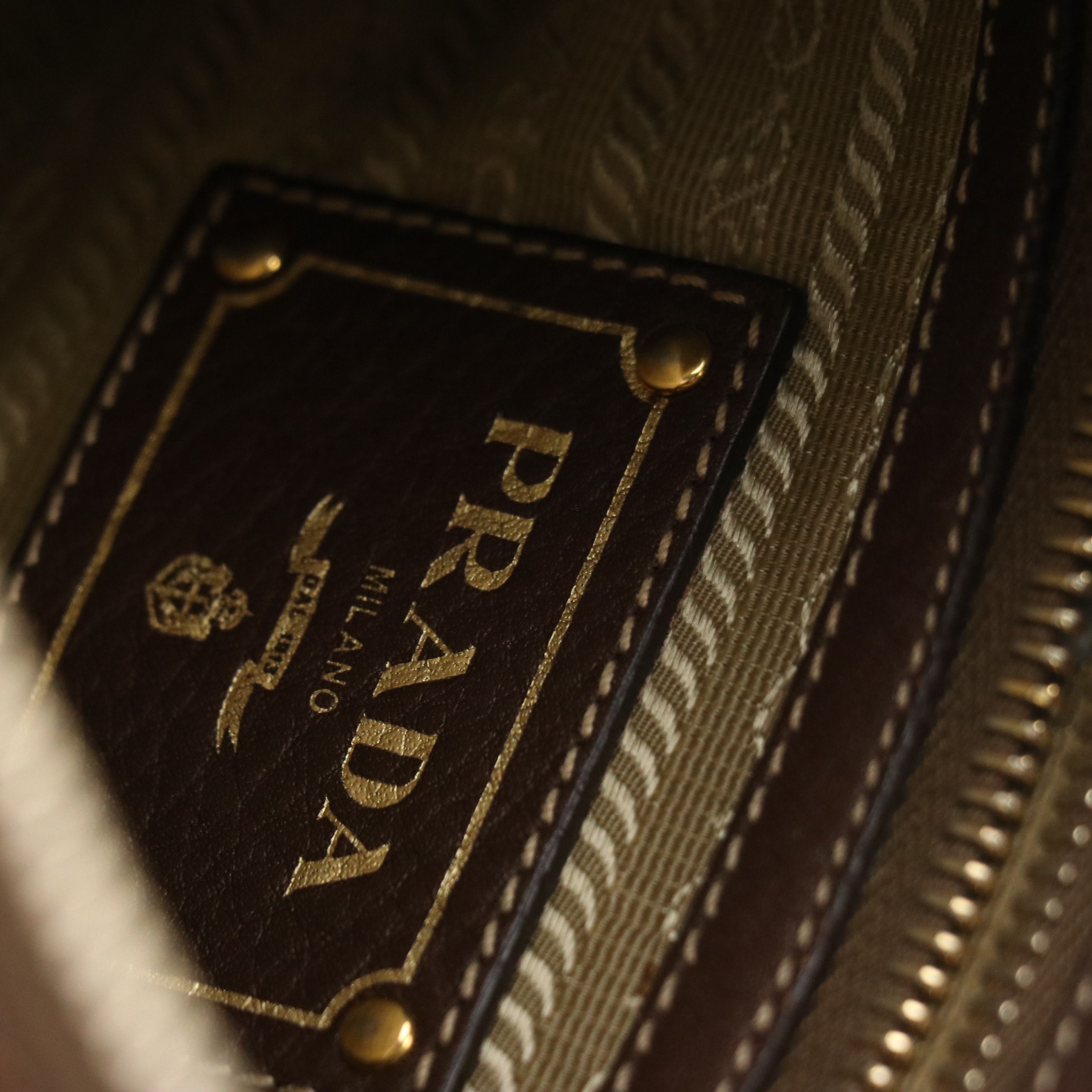 Prada Canapa Jacquard Canvas and Leather Crossbody Bag