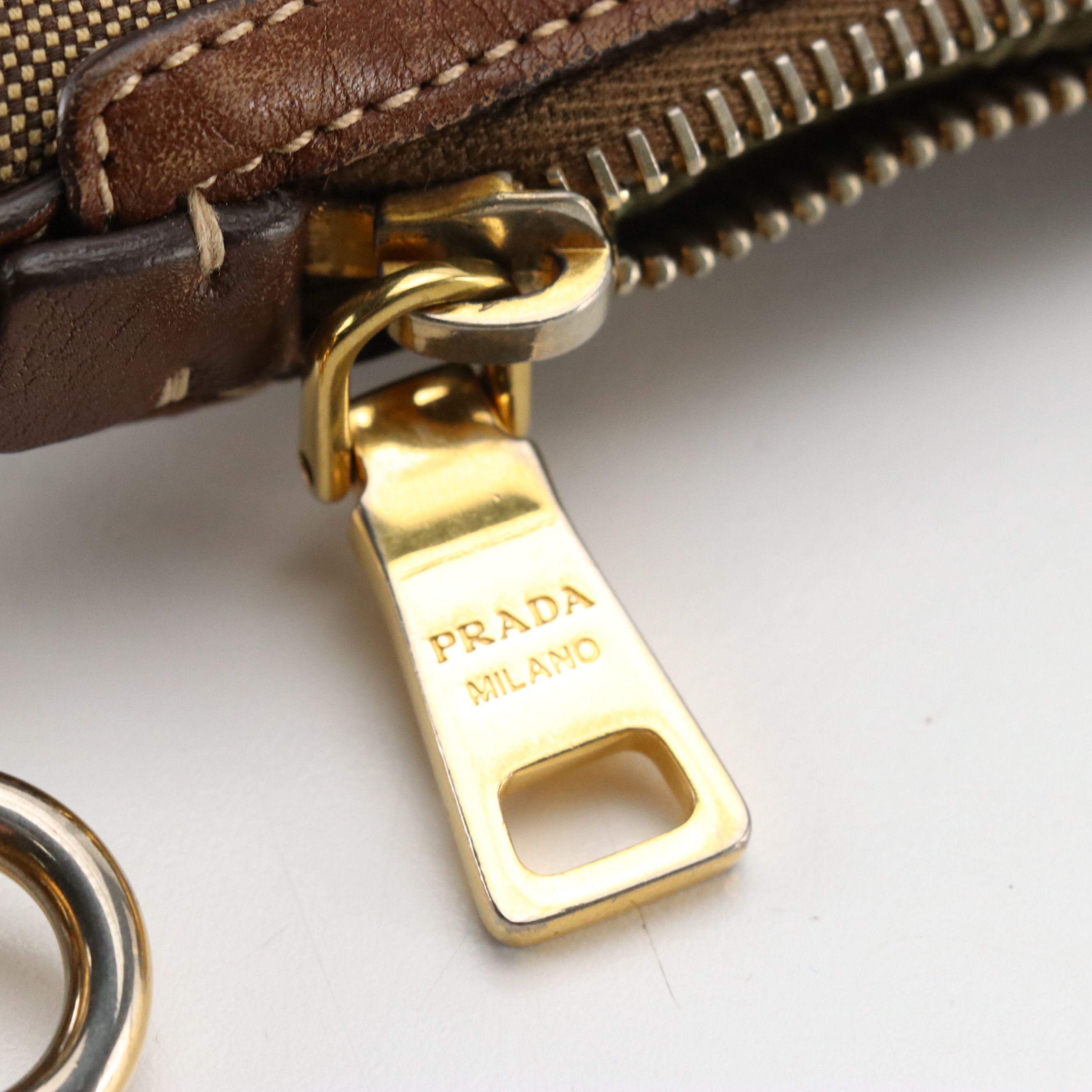 Prada Canapa Jacquard Canvas and Leather Crossbody Bag