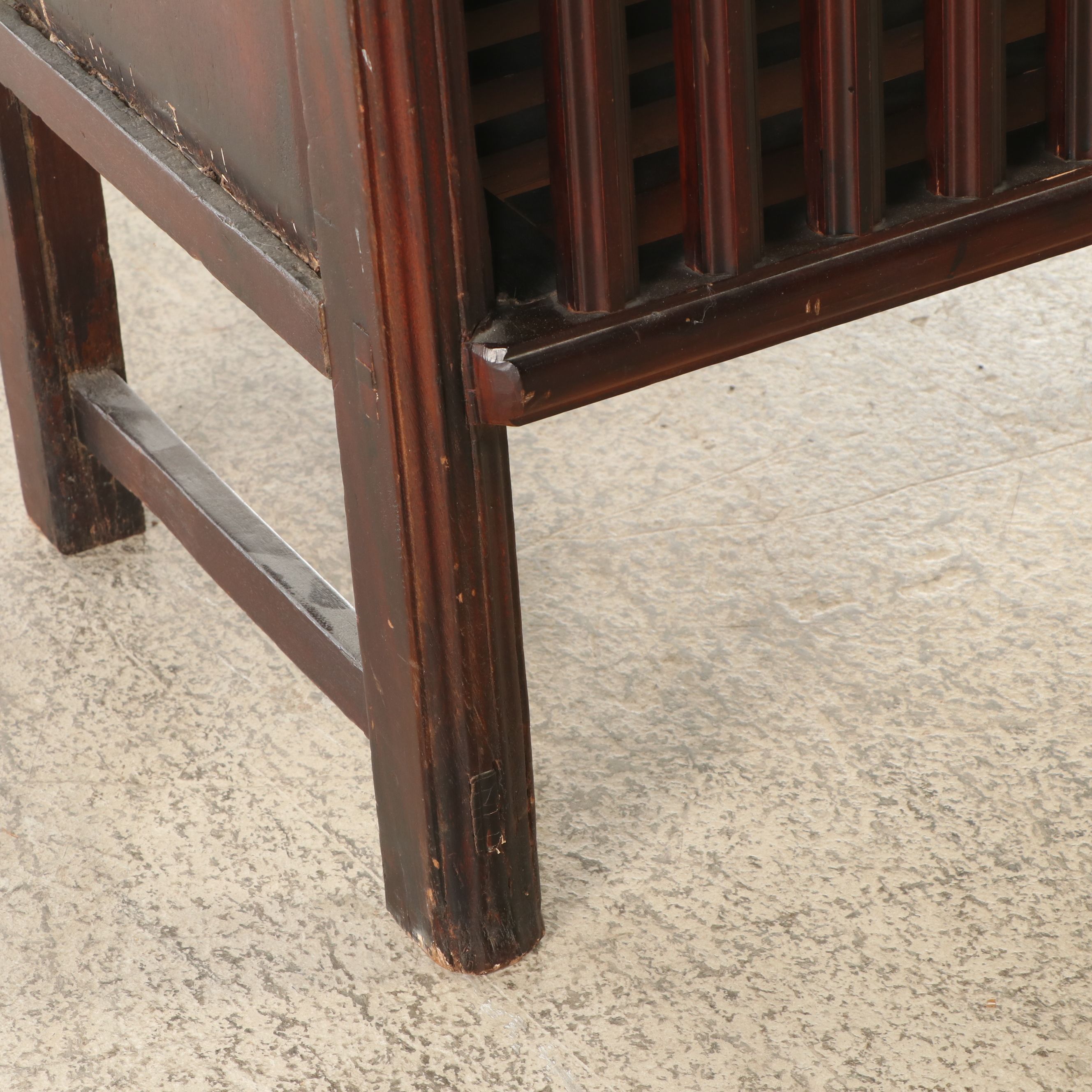 Chinese Mahogany and Carved Wood Tansu Cabinet, 20th Century