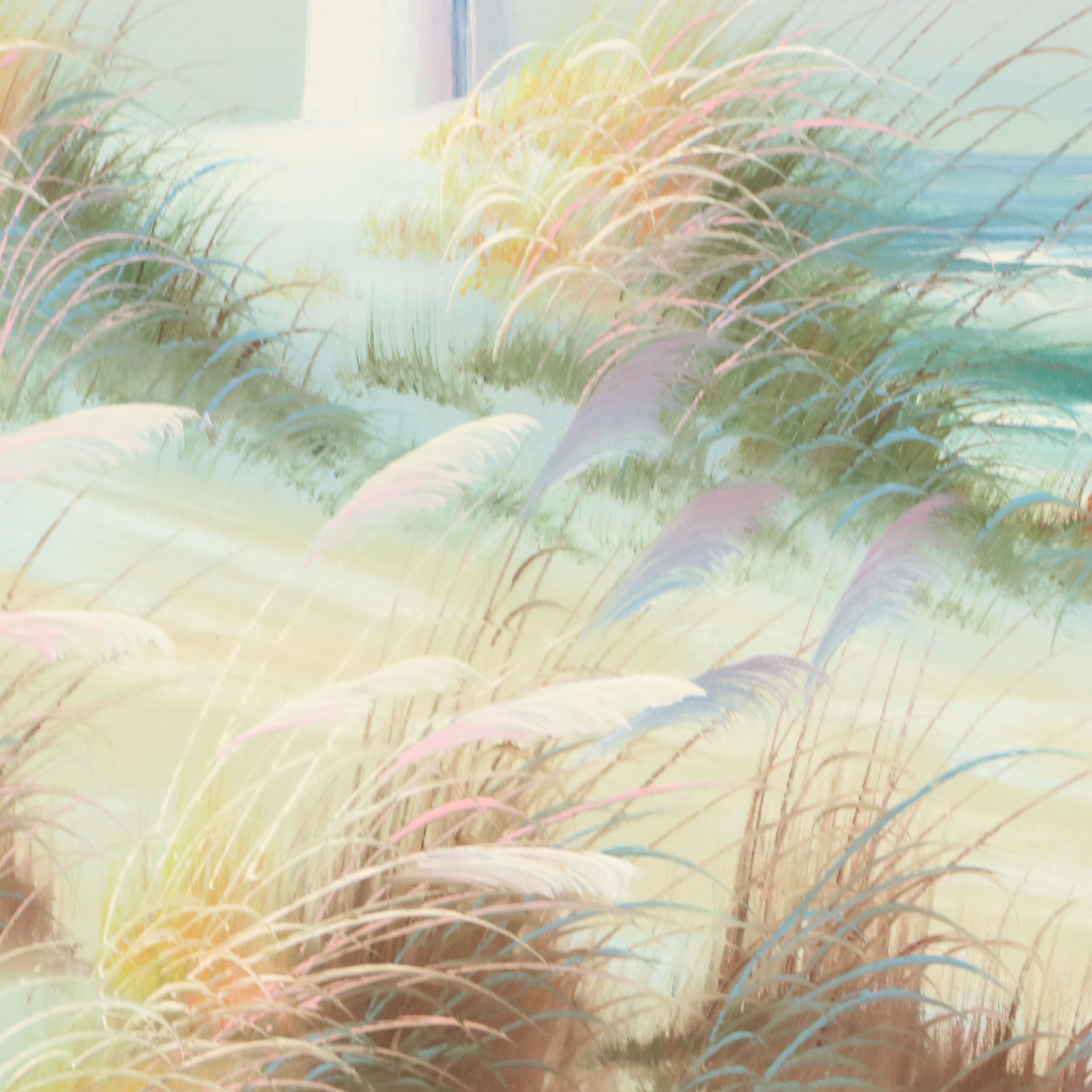 Catherine Parker Melton Seascape Oil Painting with Lighthouse, 20th Century