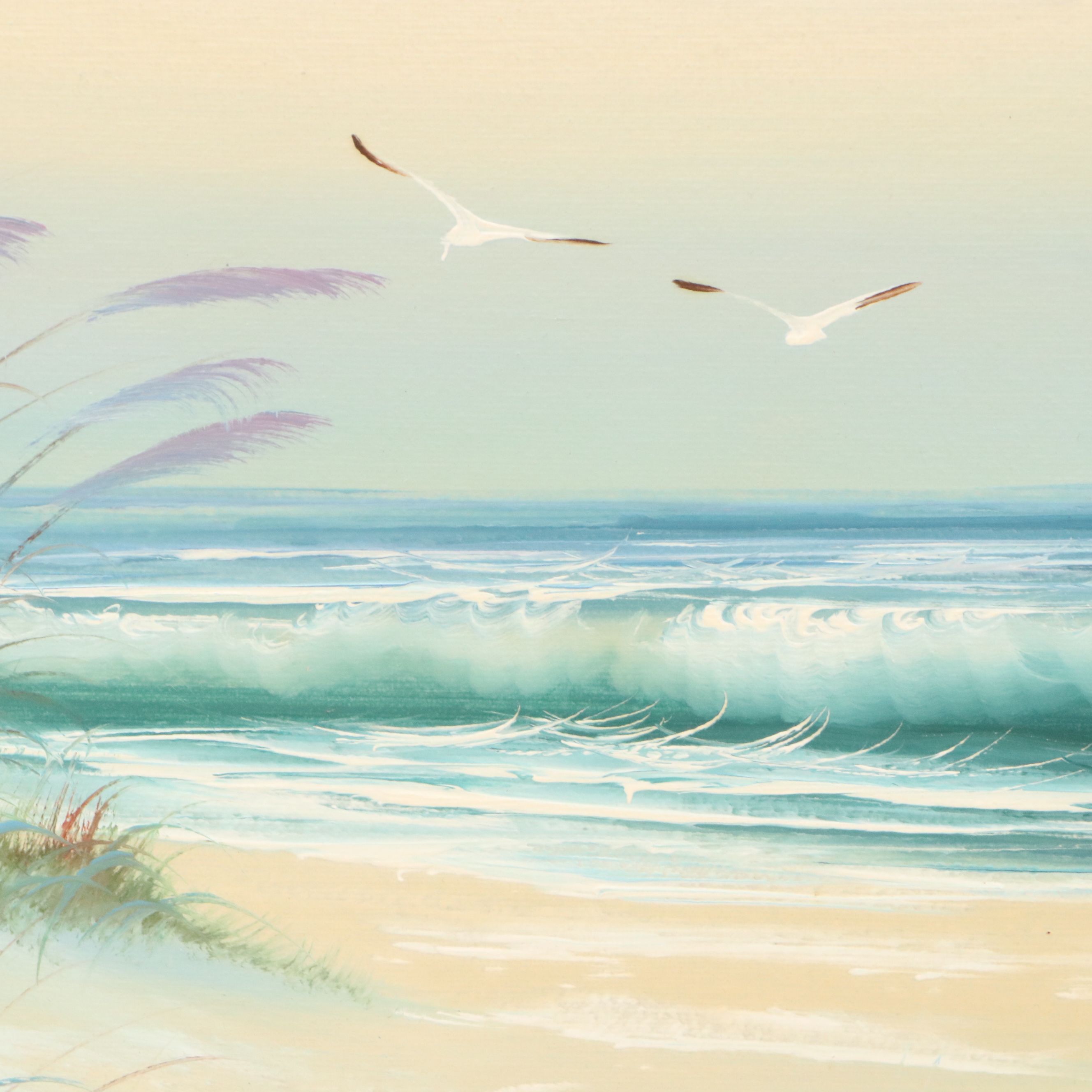 Catherine Parker Melton Seascape Oil Painting with Lighthouse, 20th Century