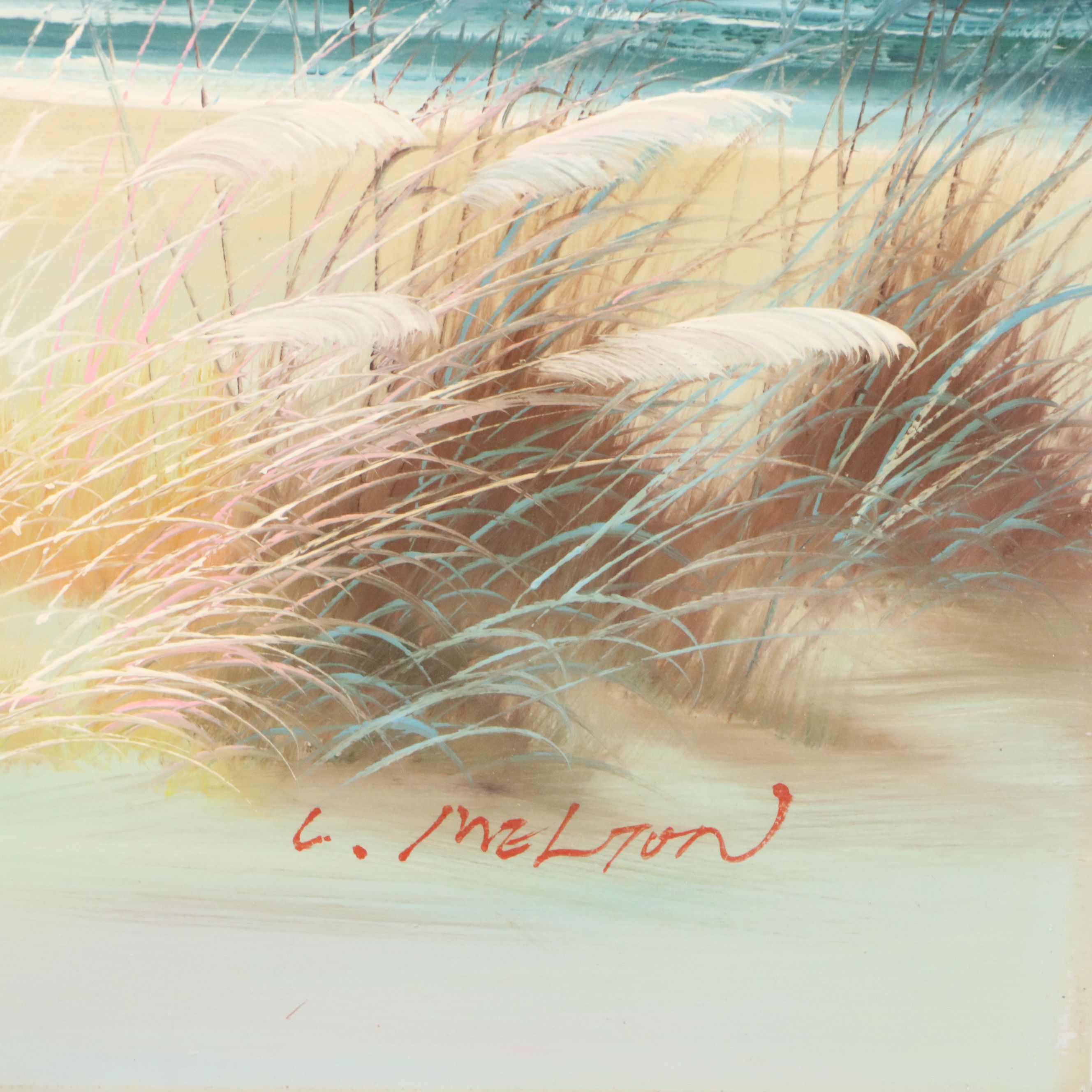 Catherine Parker Melton Seascape Oil Painting with Lighthouse, 20th Century