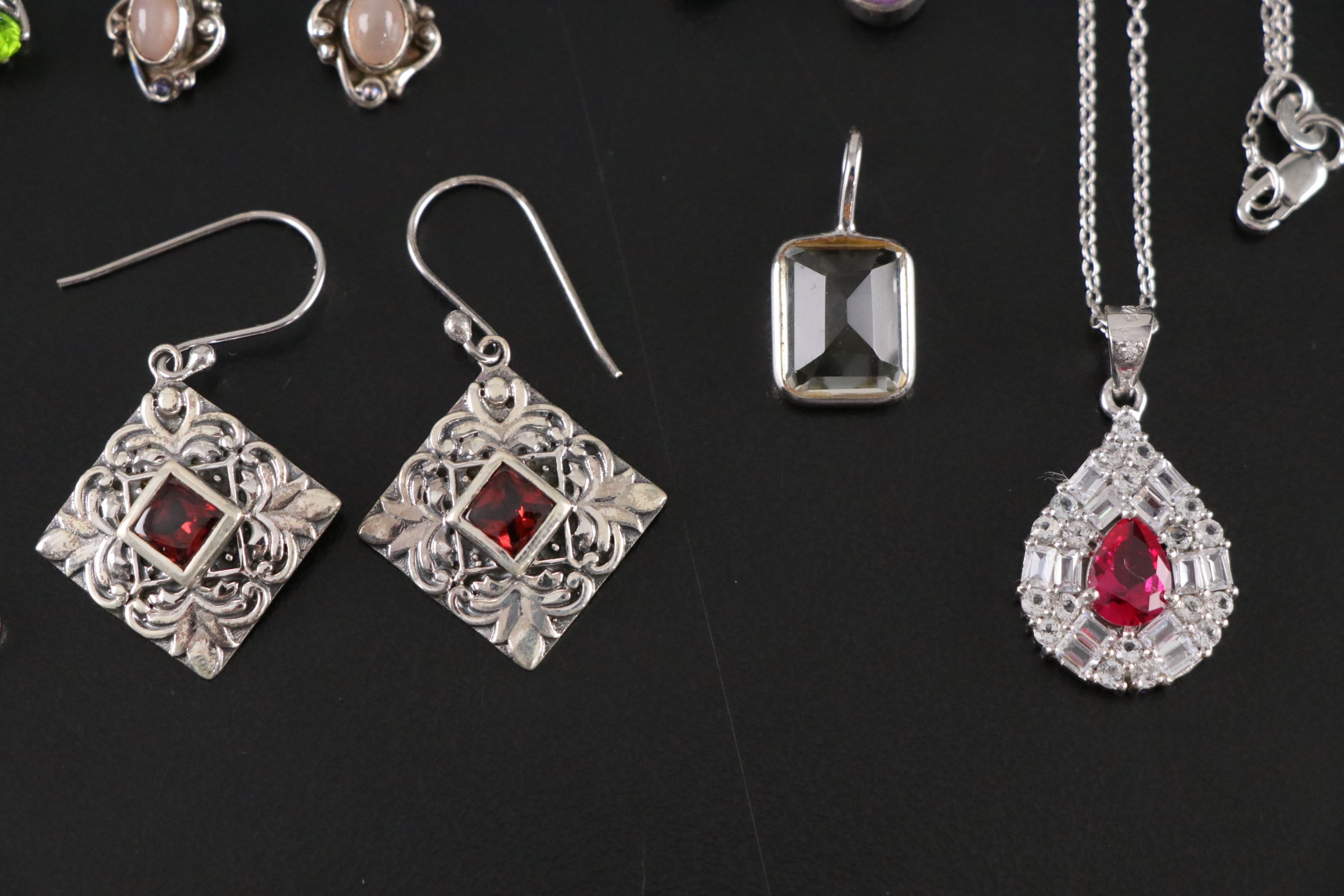 14 Assorted Sterling Silver Necklaces, Earrings and Pendants