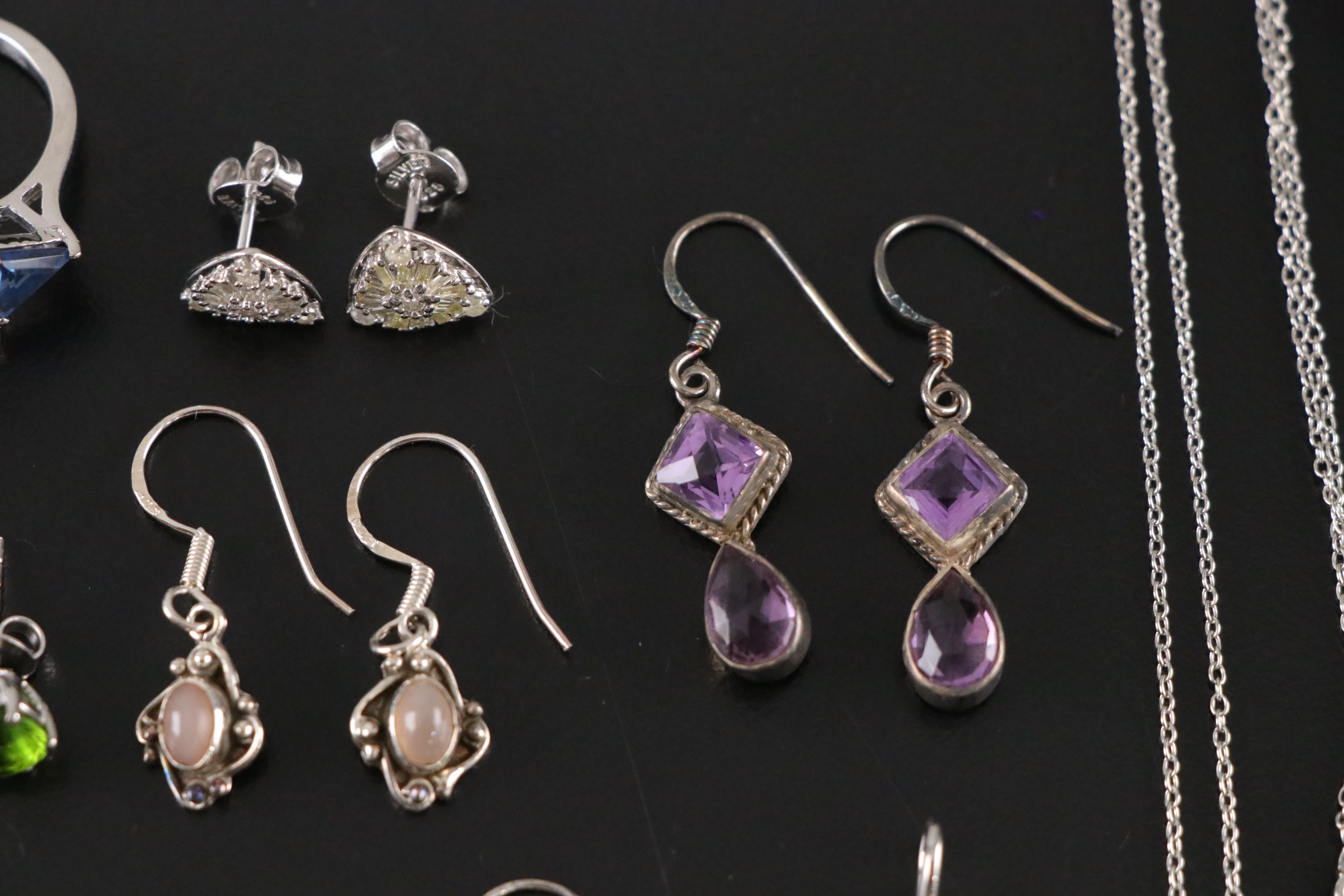 14 Assorted Sterling Silver Necklaces, Earrings and Pendants