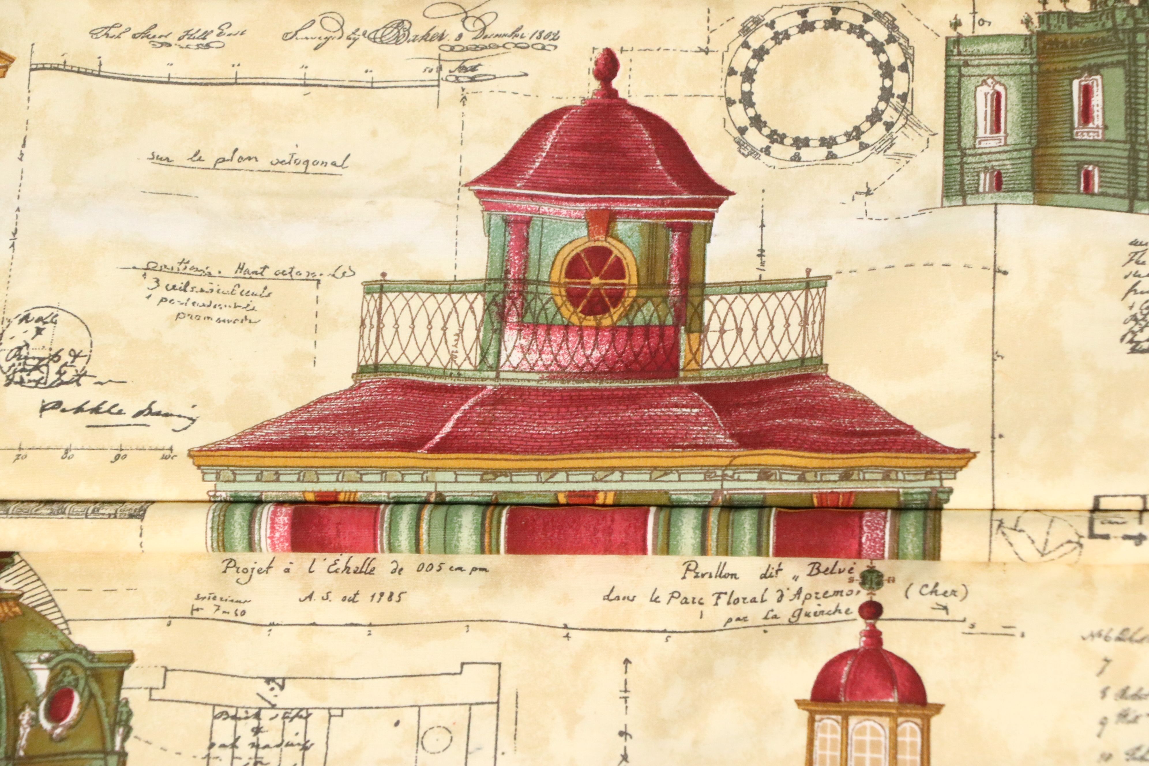 Gaston y Daniela "Edificios" Roman Blind, Brunschwig & Fils Red Toile Valance