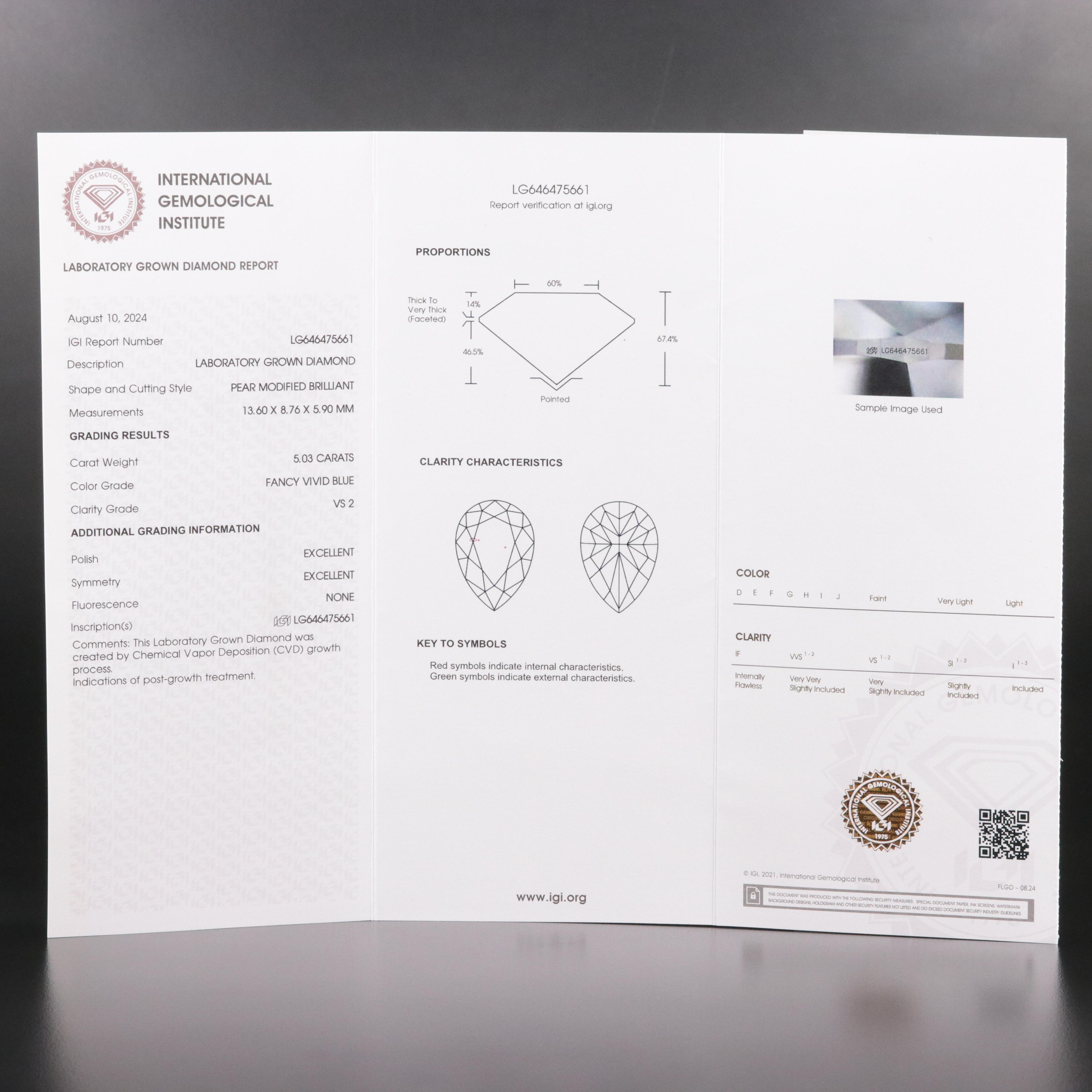 18K 5.03 CTW Lab Grown Diamond Ring with IGI Report