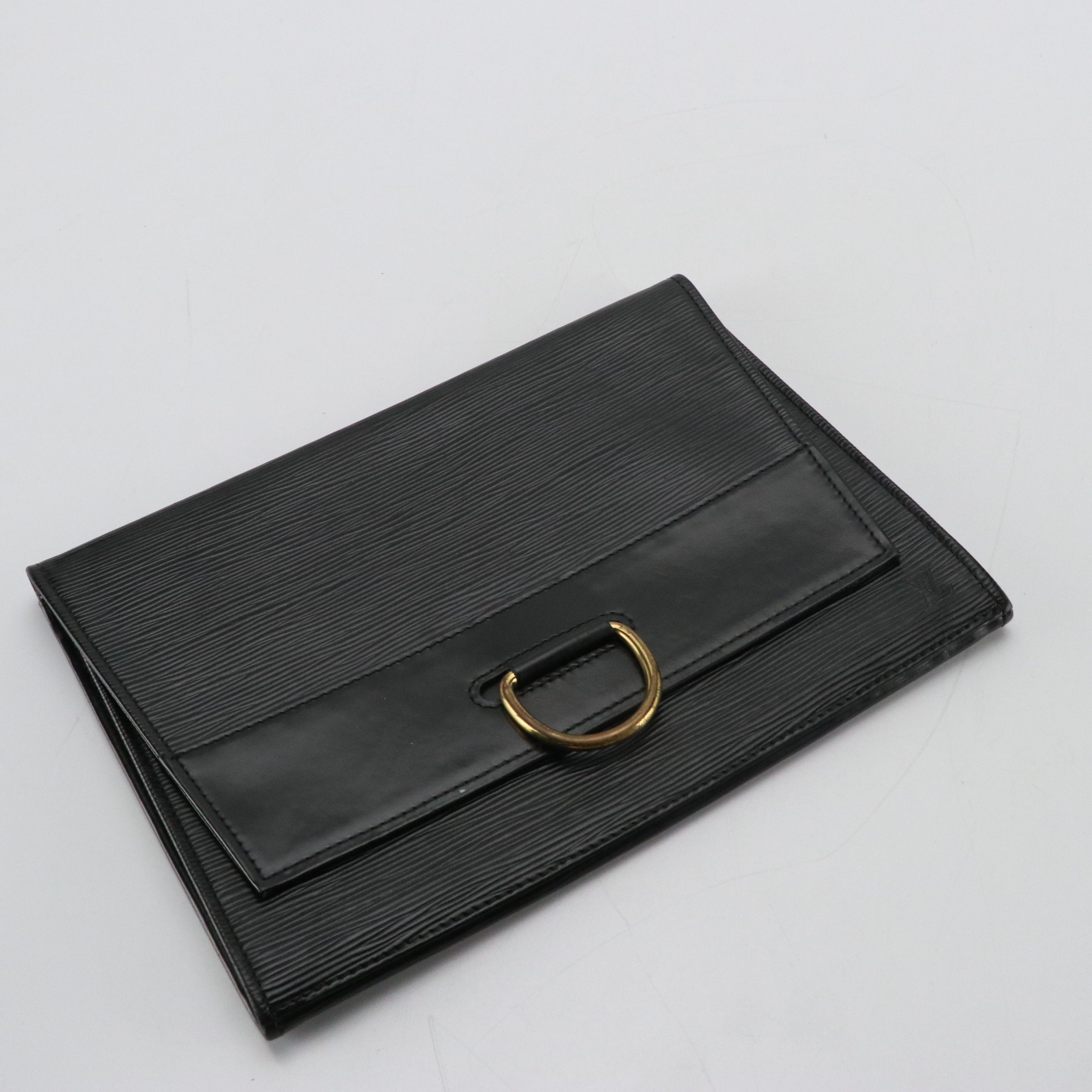Louis Vuitton Brass D Ring Clutch Bag in Black Epi leather