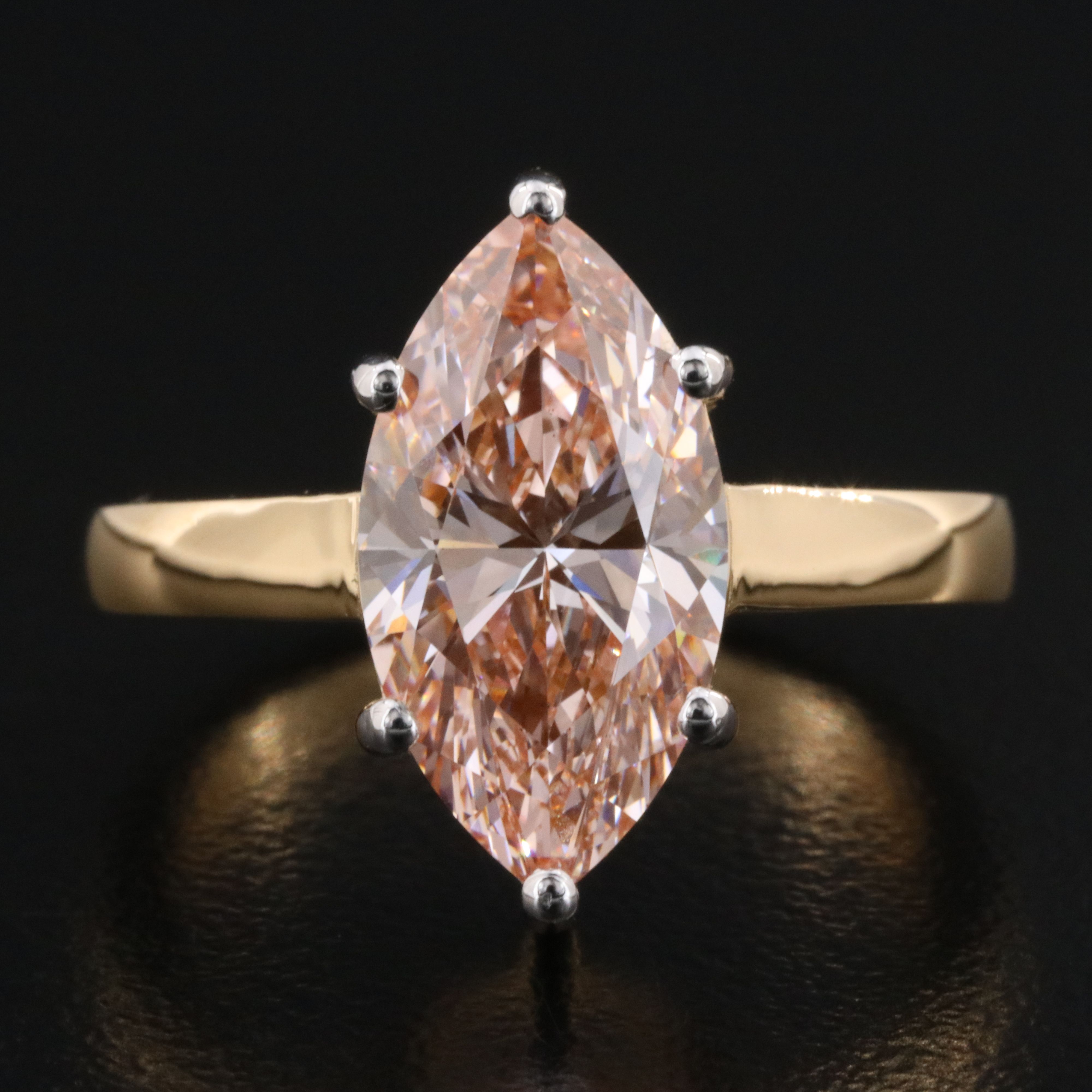 18K 3.00 CT Lab Grown Fancy Pink Diamond Solitaire Ring with IGI Report ...