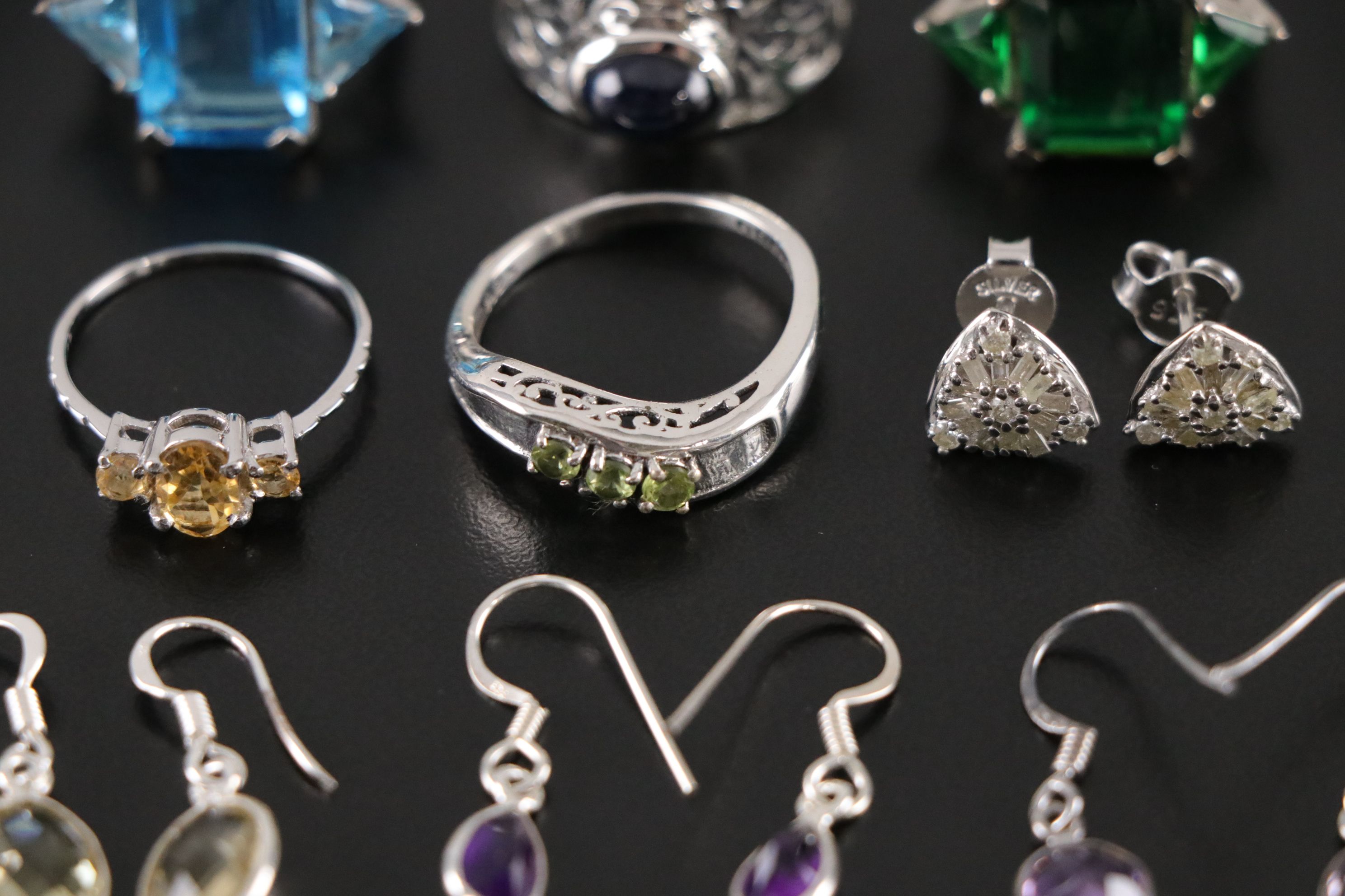 14 Assorted Sterling Silver Necklaces, Earrings and Pendants