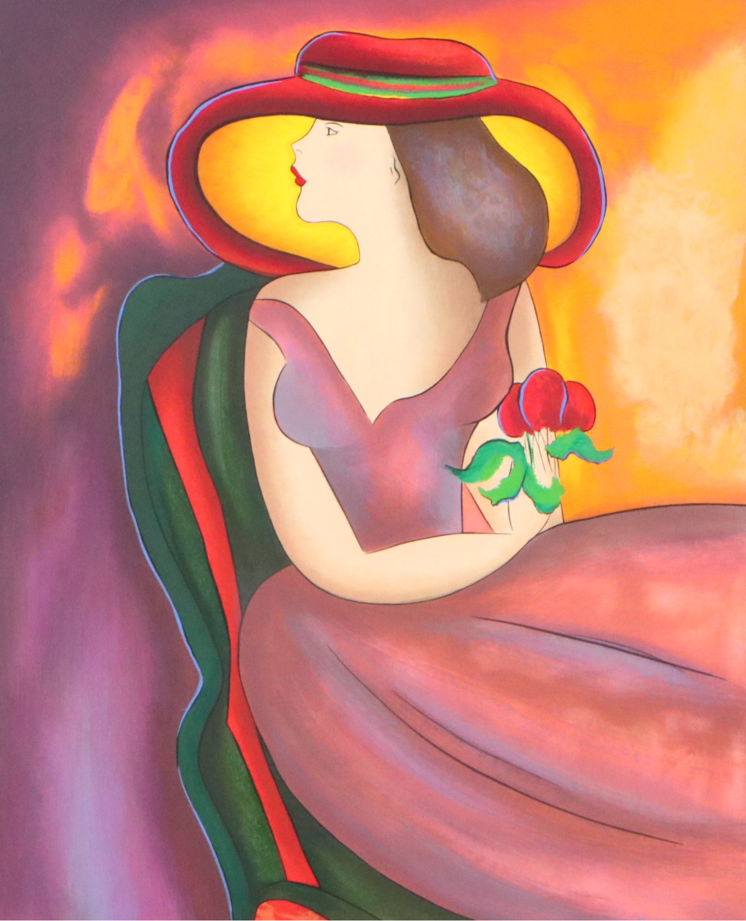 Linda Le Kinff Serigraph "Clothilde et Son Chapeau," 2010